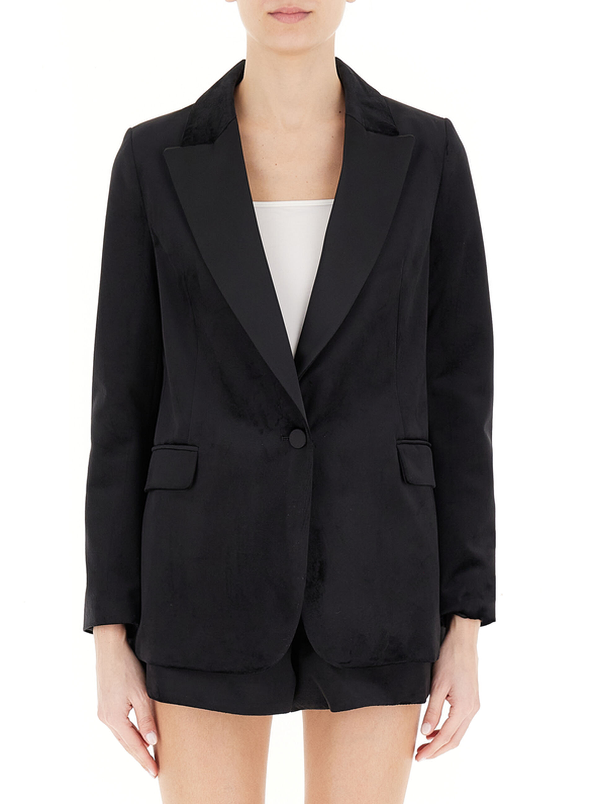 Blazer monopetto velluto NERO