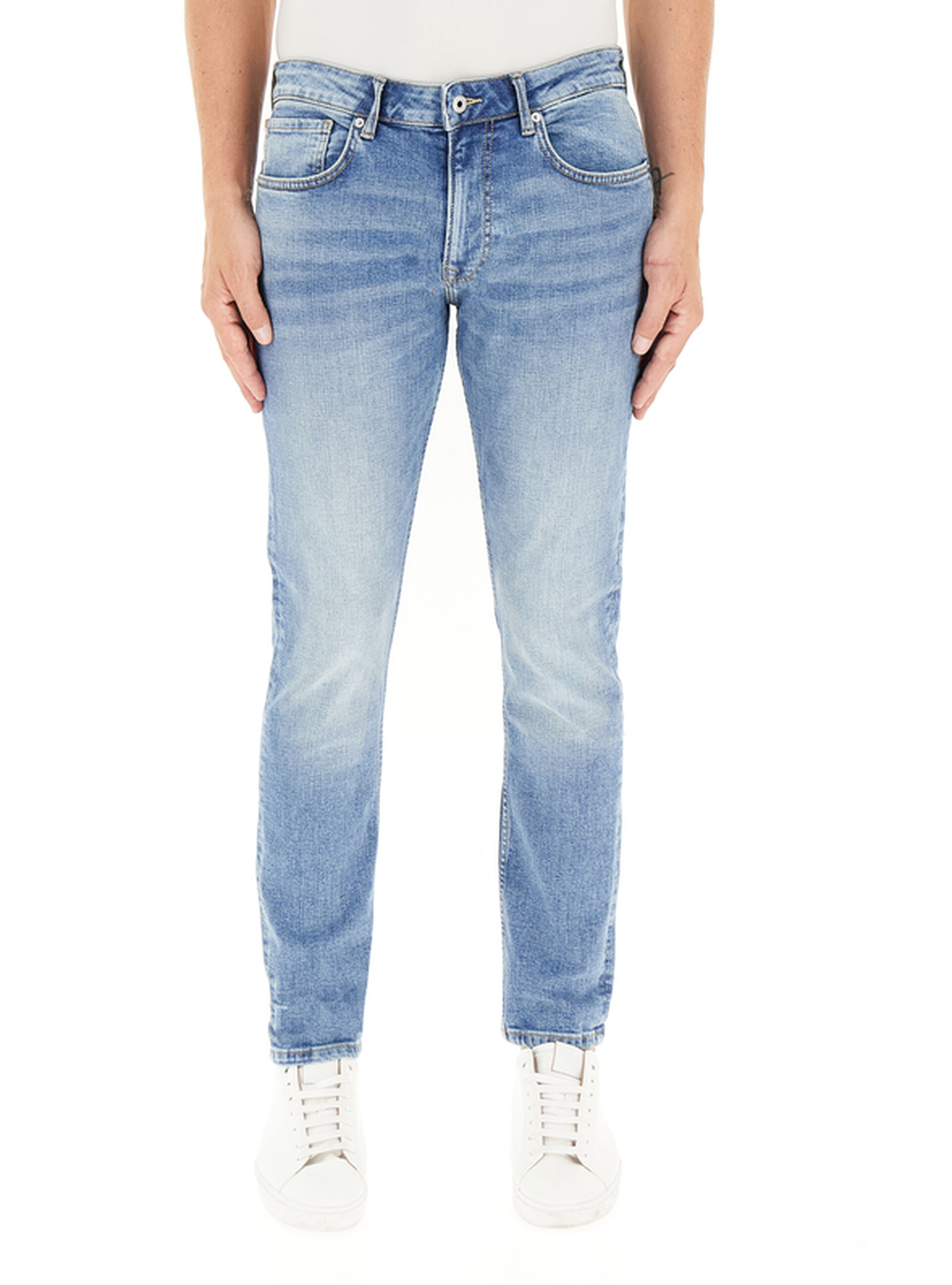 Jeans tapered fit BLU CHIARO