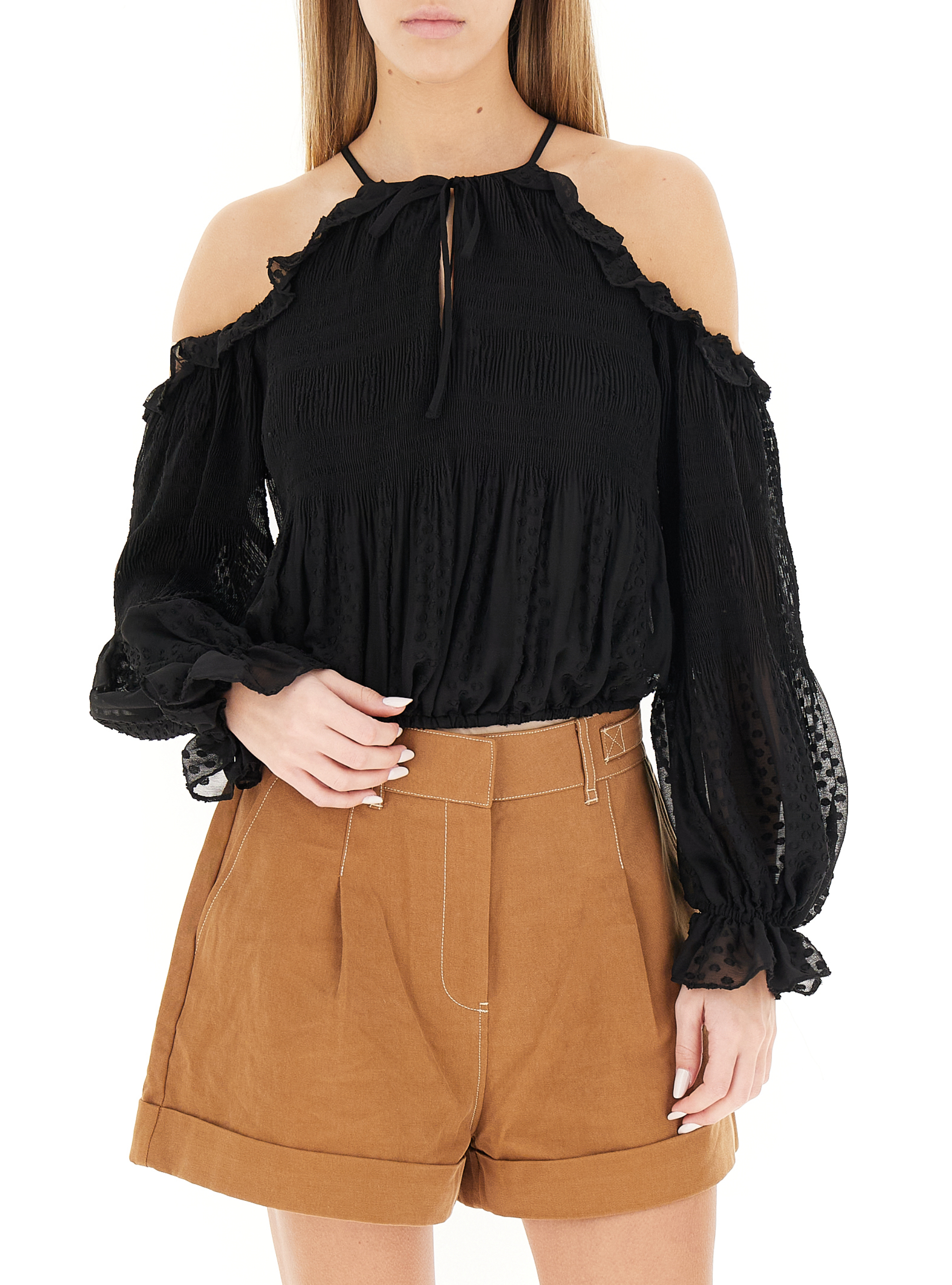 Guess Blusa con volants NERO