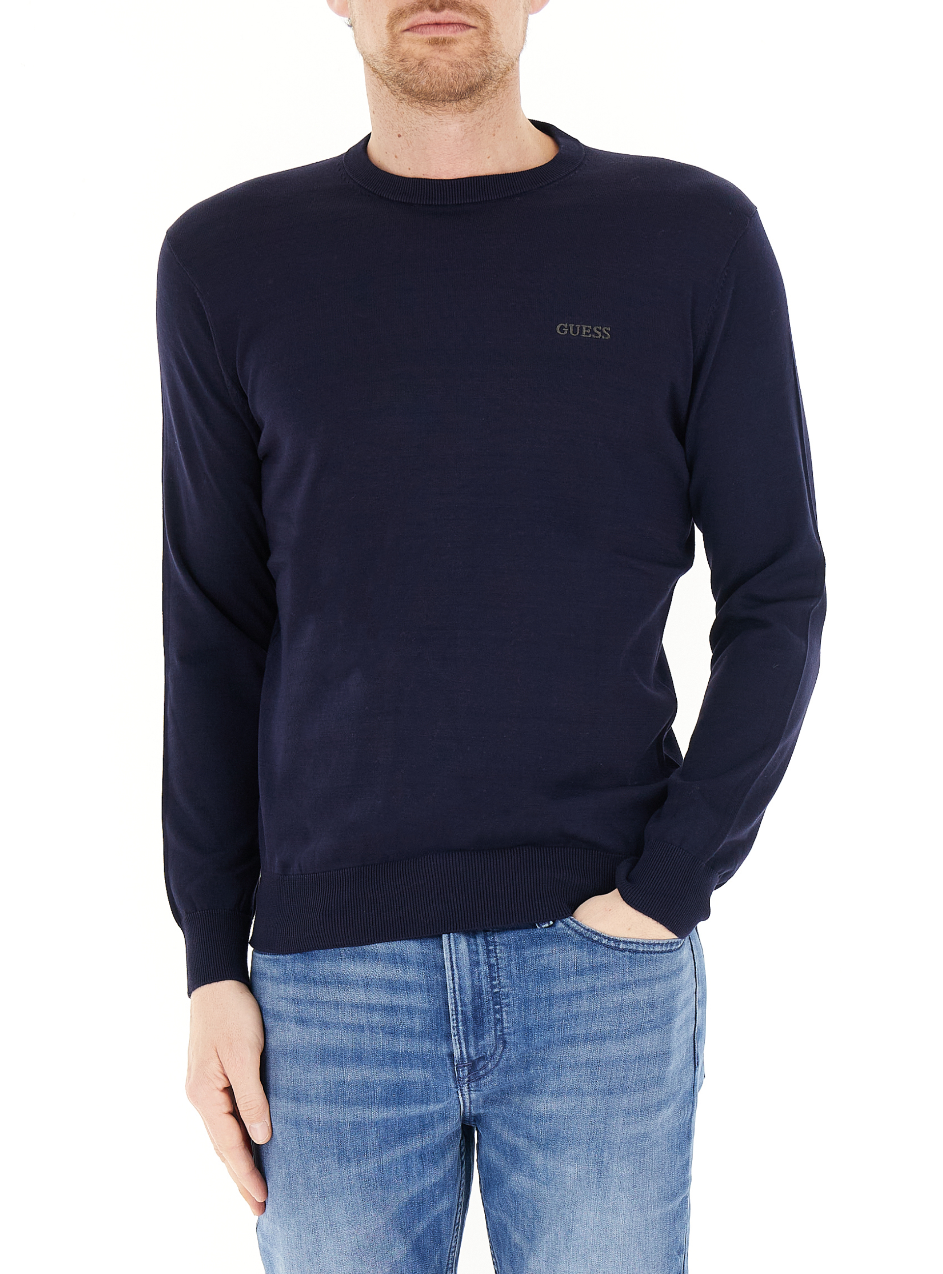 Maglione girocollo cotone BLU NAVY S