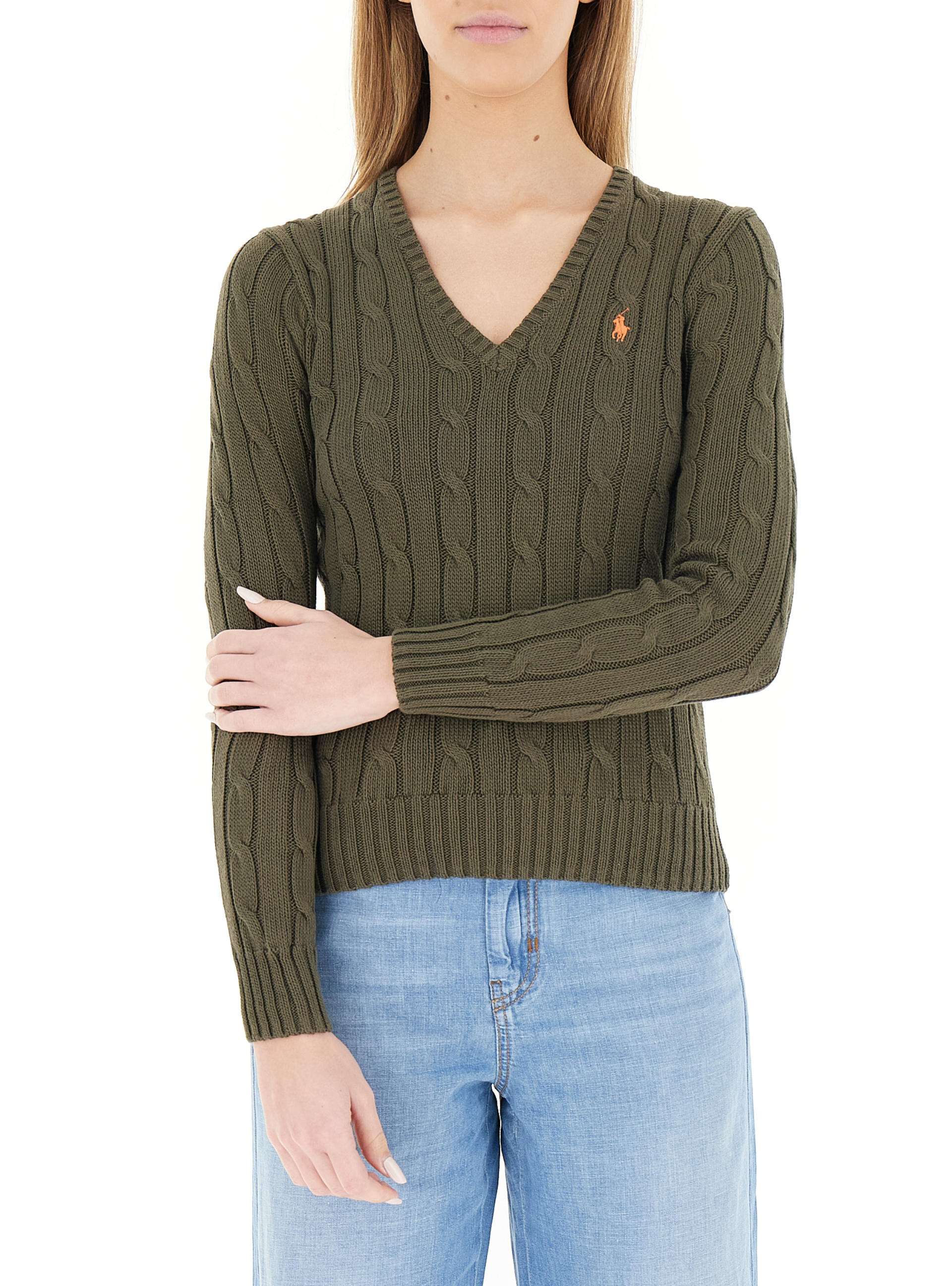 Maglione a trecce VERDE OLIVA S