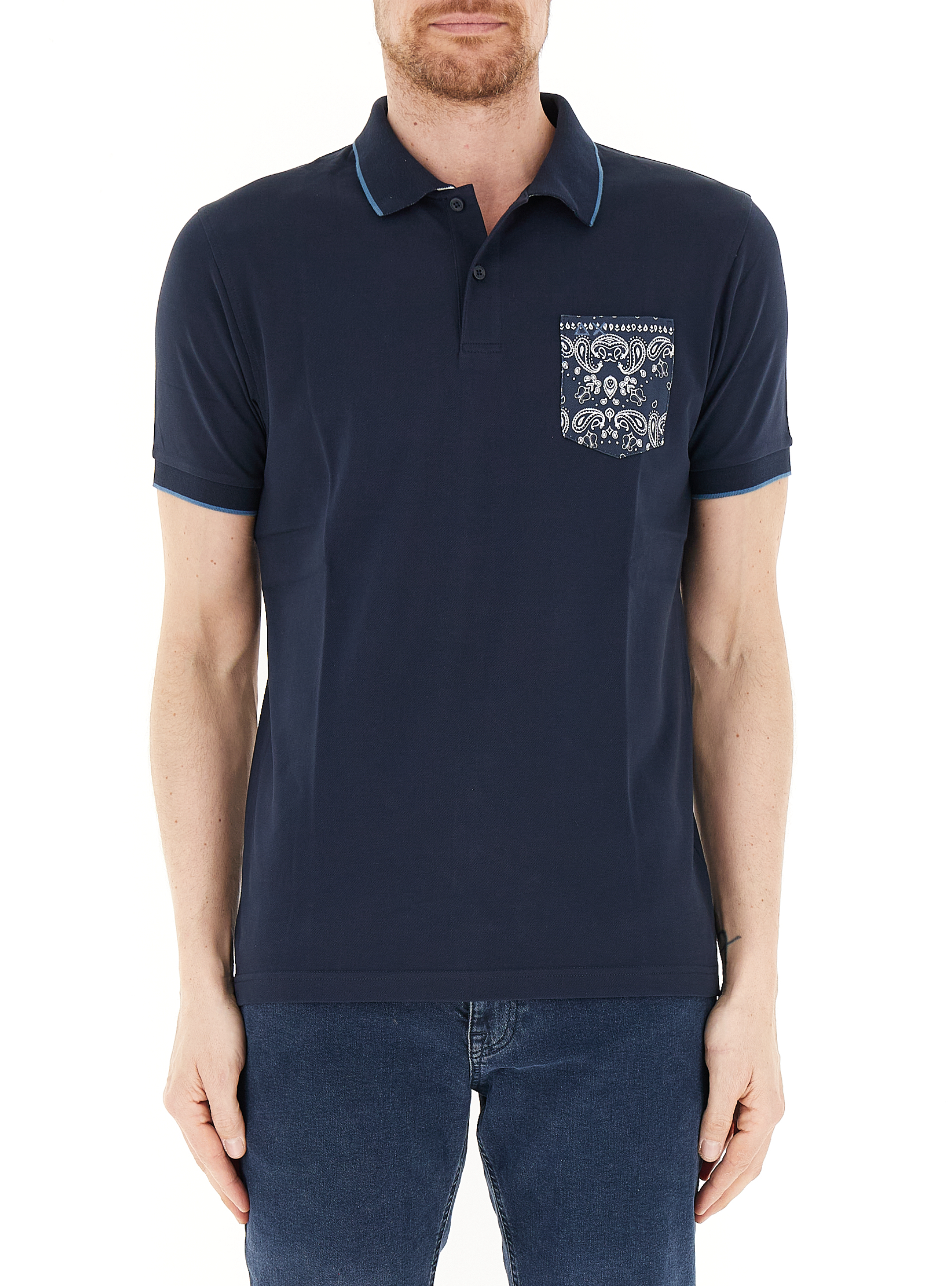 SUN68 Polo con tasca BLU NAVY L