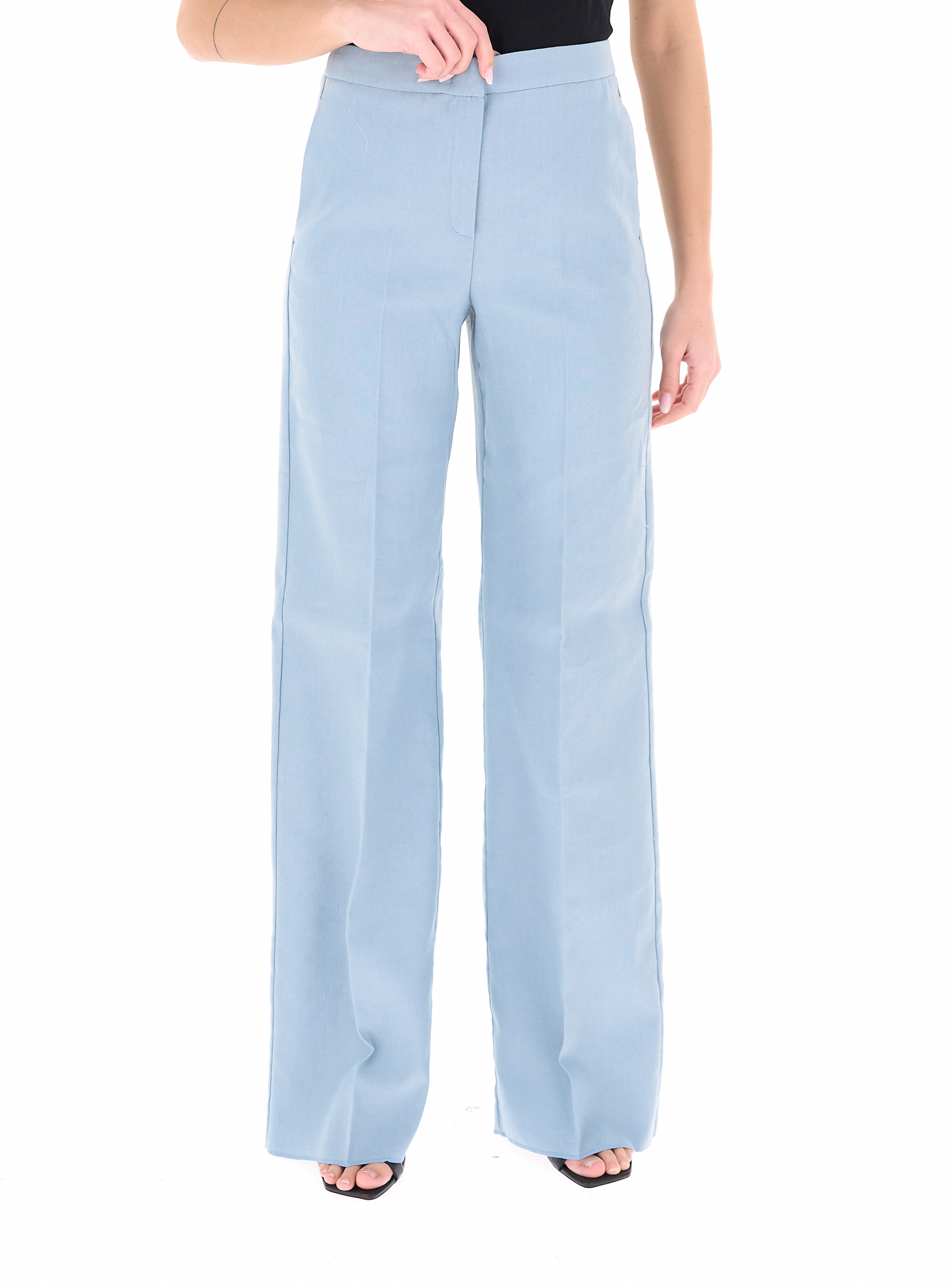 Pantalone misto lino AZZURRO POLVERE