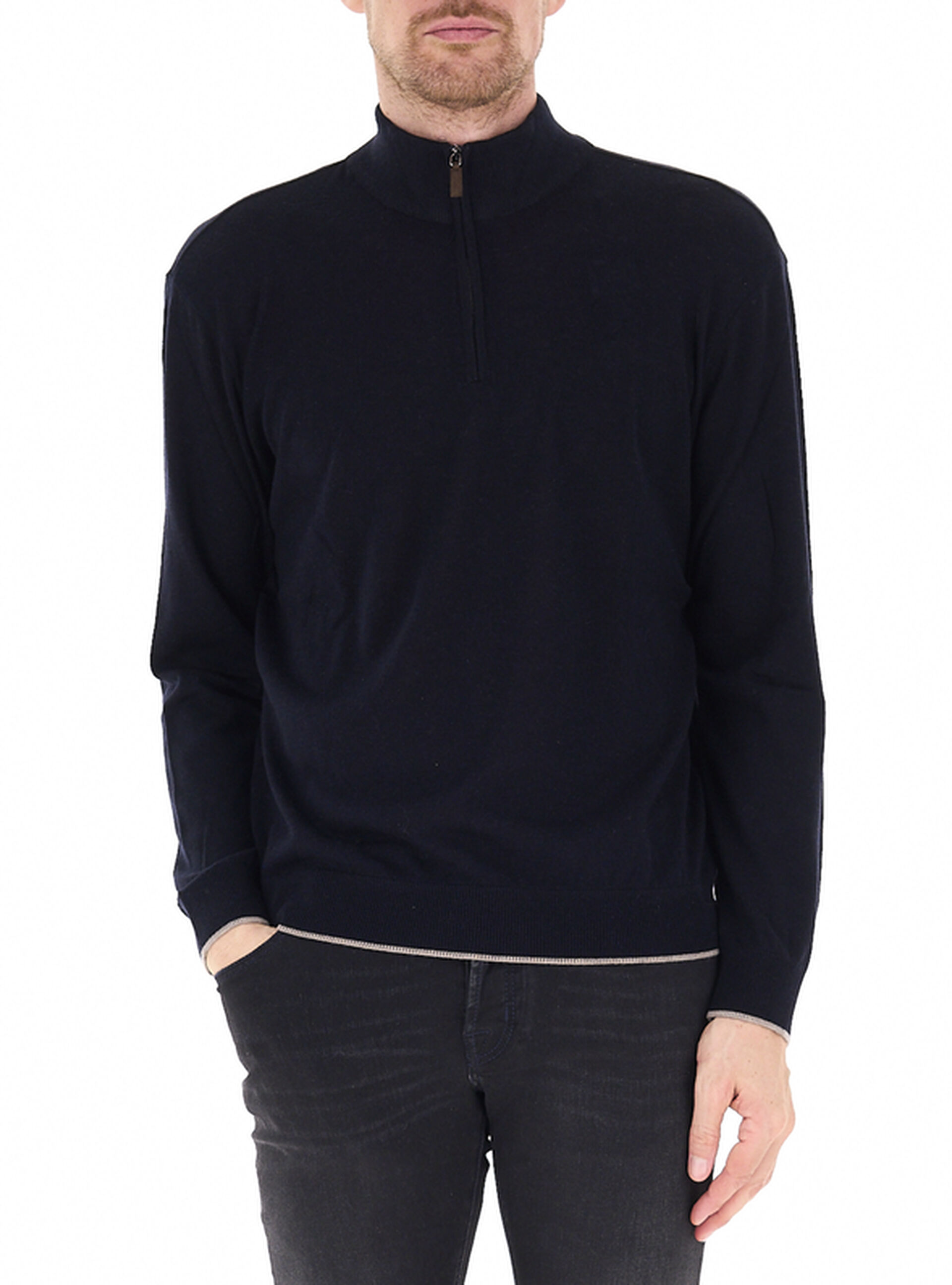 Maglione mezza zip BLU NOTTE 4XL