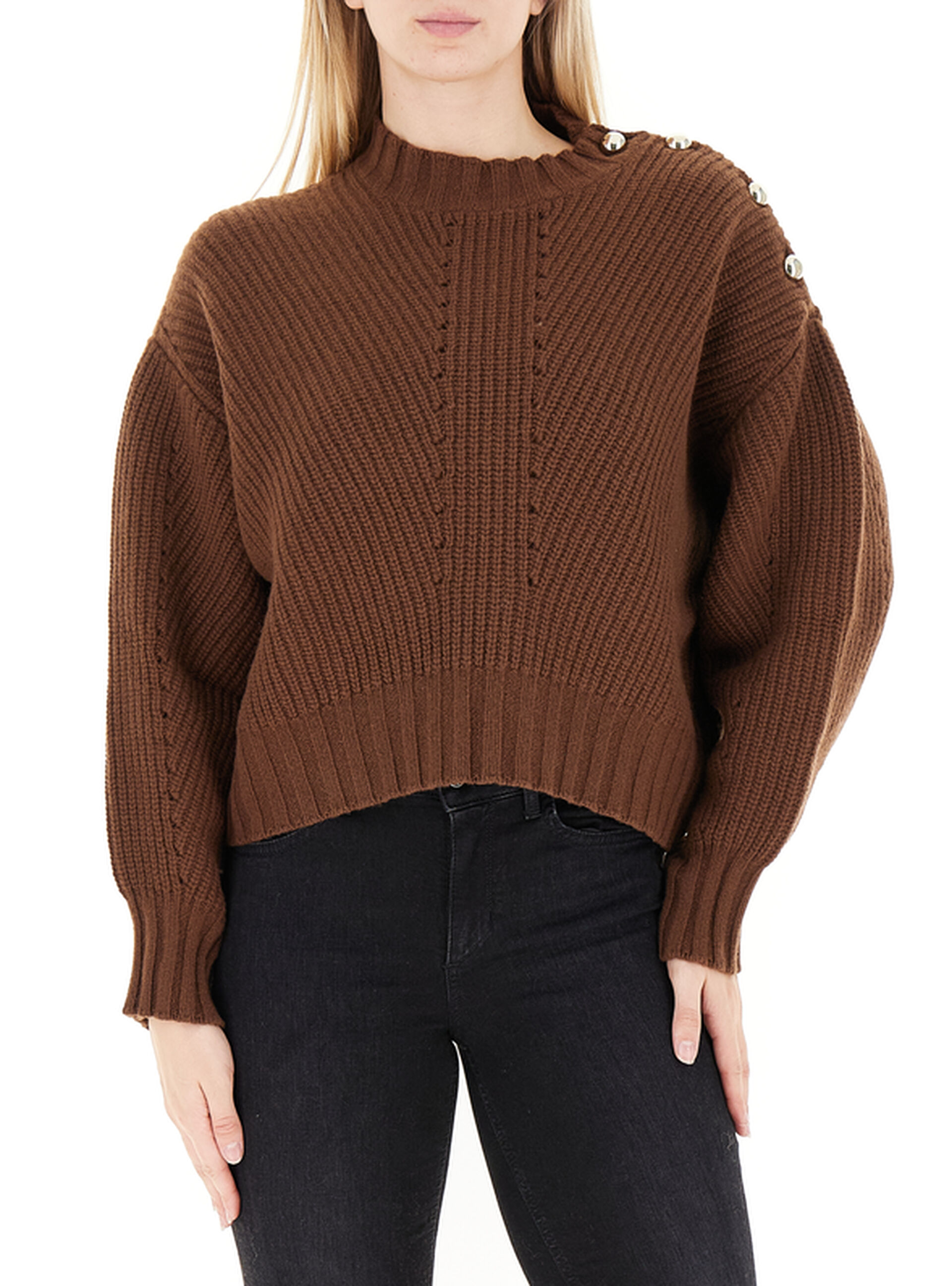 Maglione misto lana MARRONE UNI