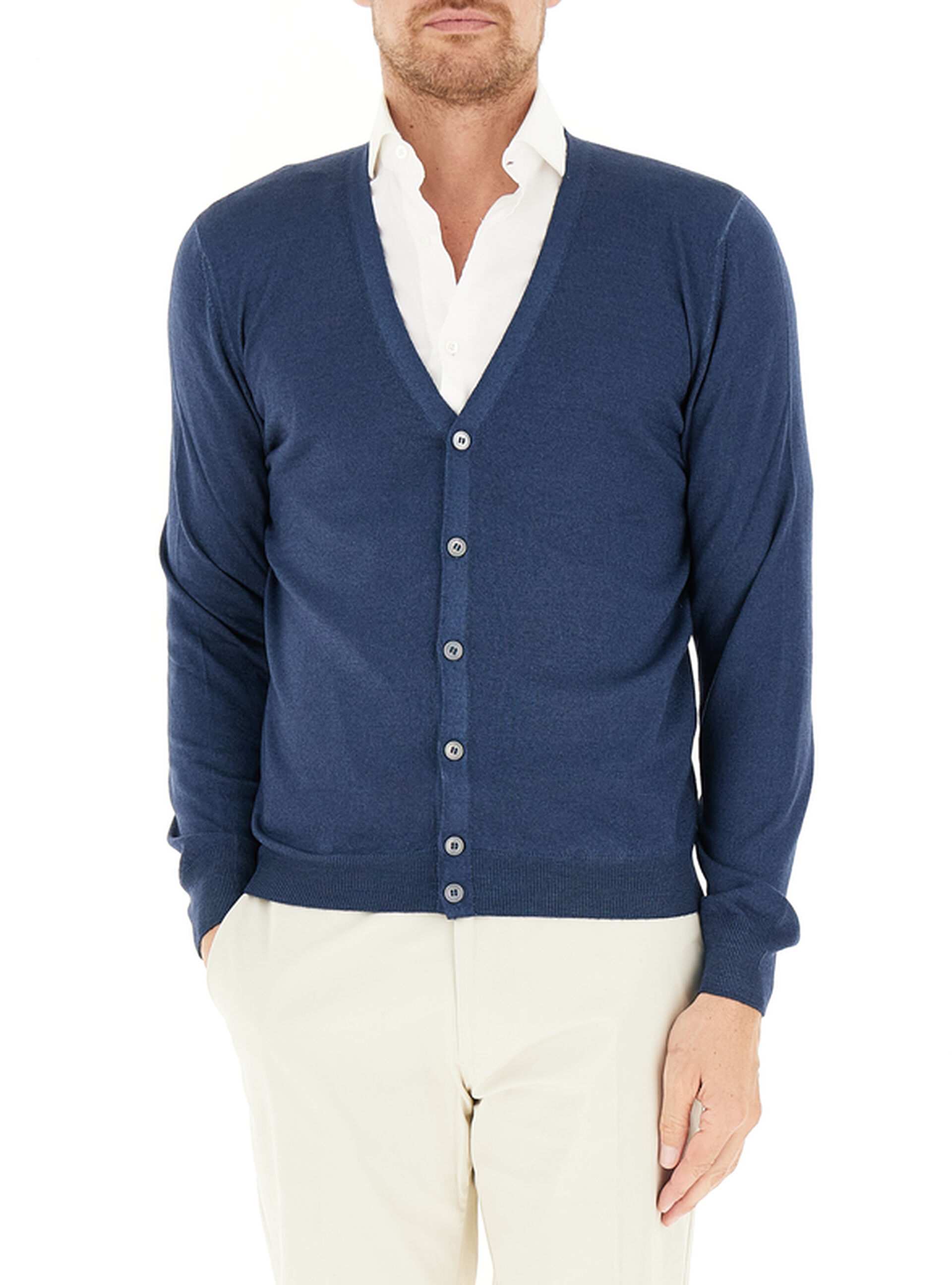 Cardigan scollo V BLU AVIO
