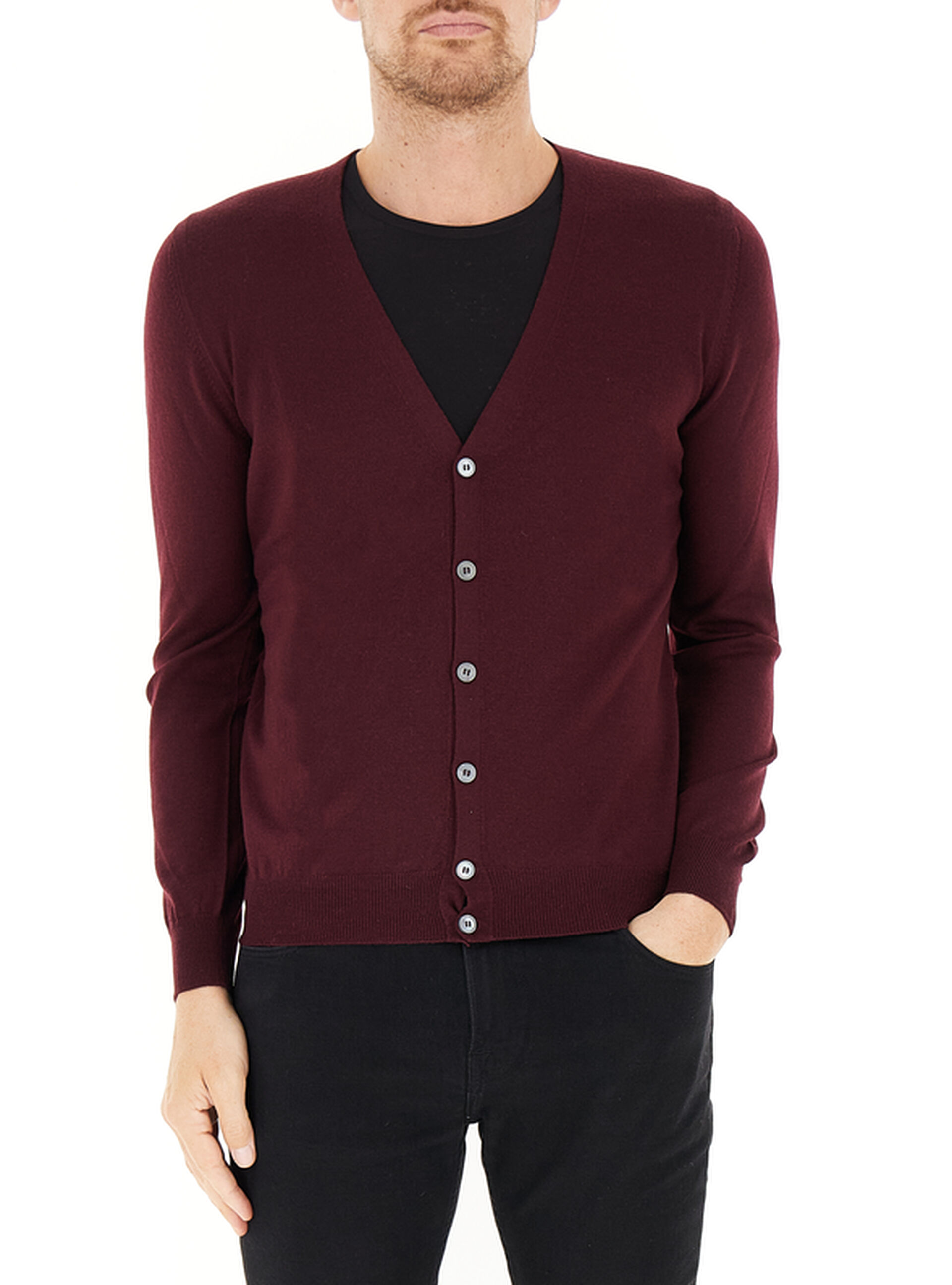 Cardigan in lana BORDEAUX 54