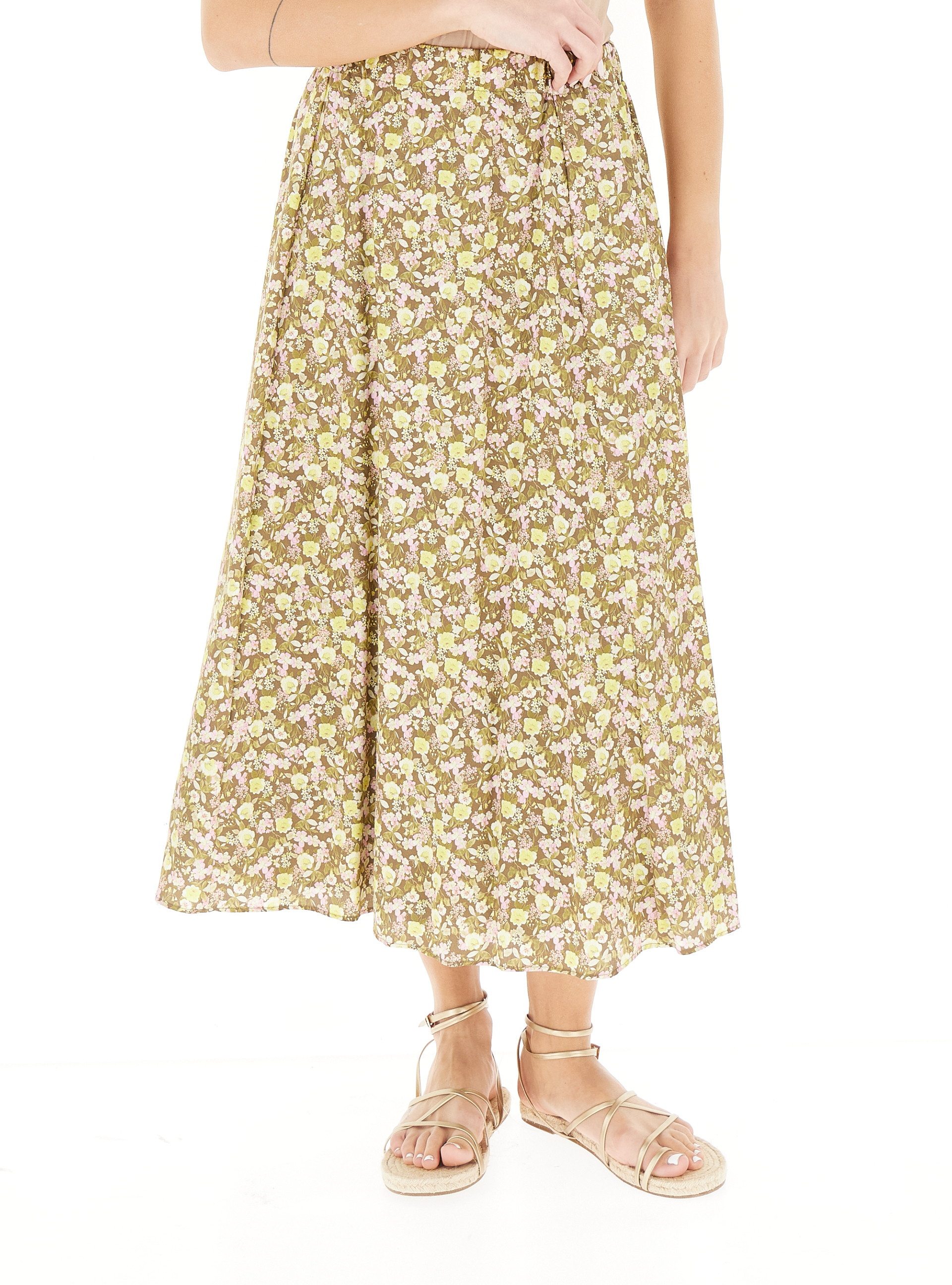 Gonna in cotone VERDE OLIVA 44