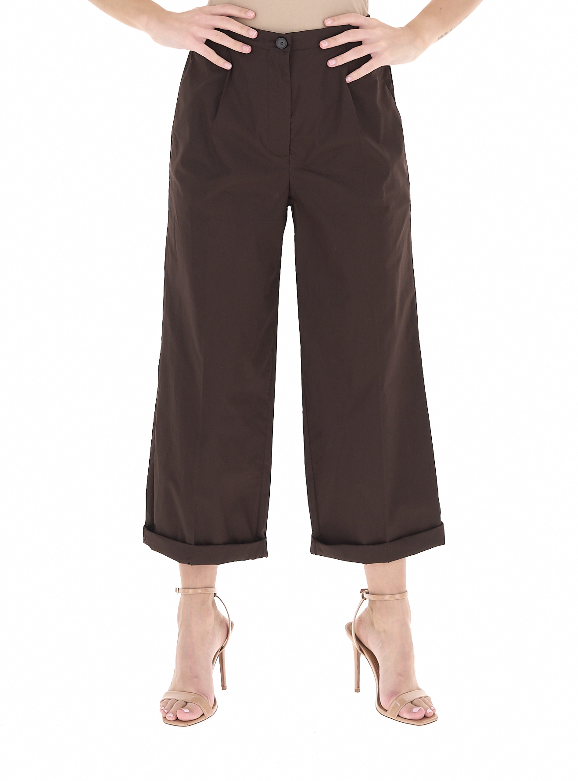 VICOLO Pantalone wide leg MARRONE