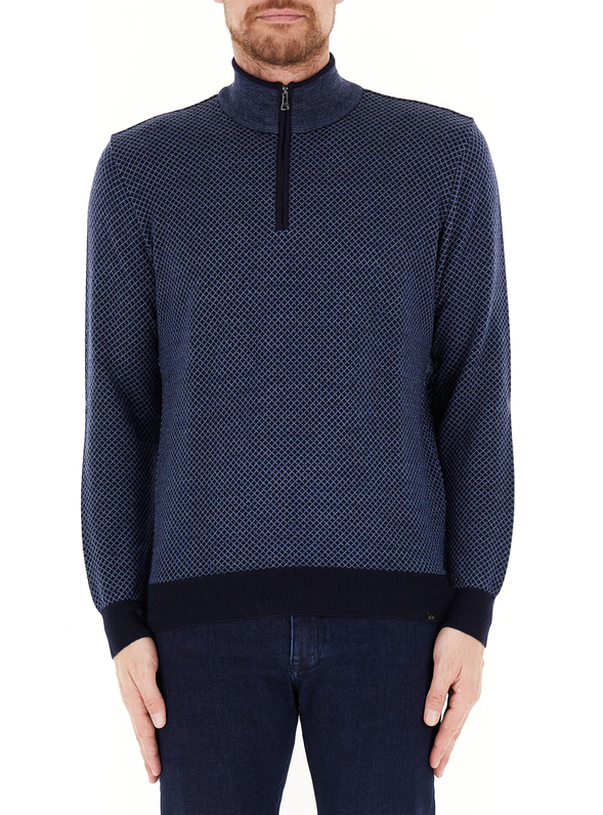 Maglione mezza zip BLU