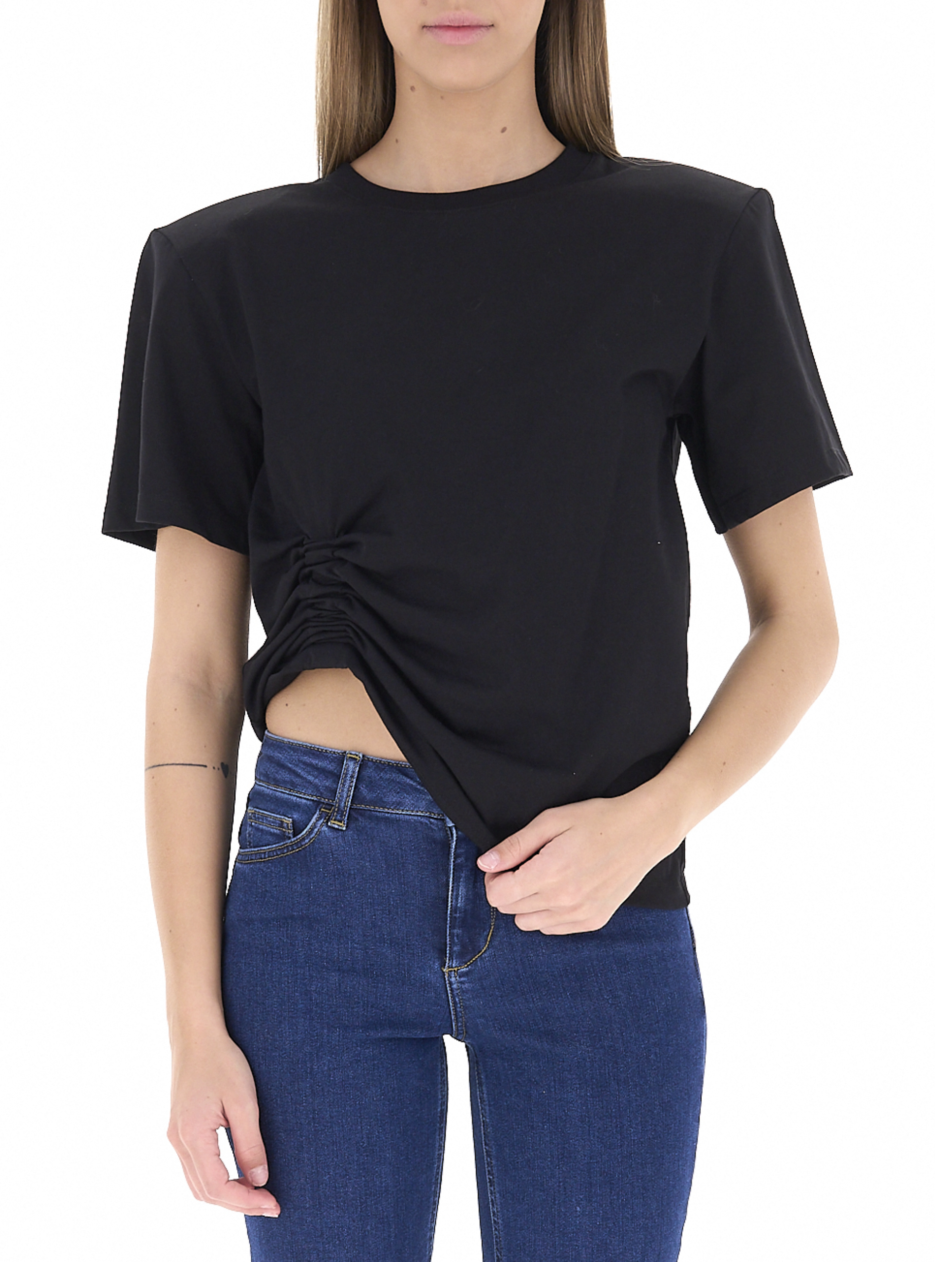 VICOLO T-shirt con drappeggio NERO