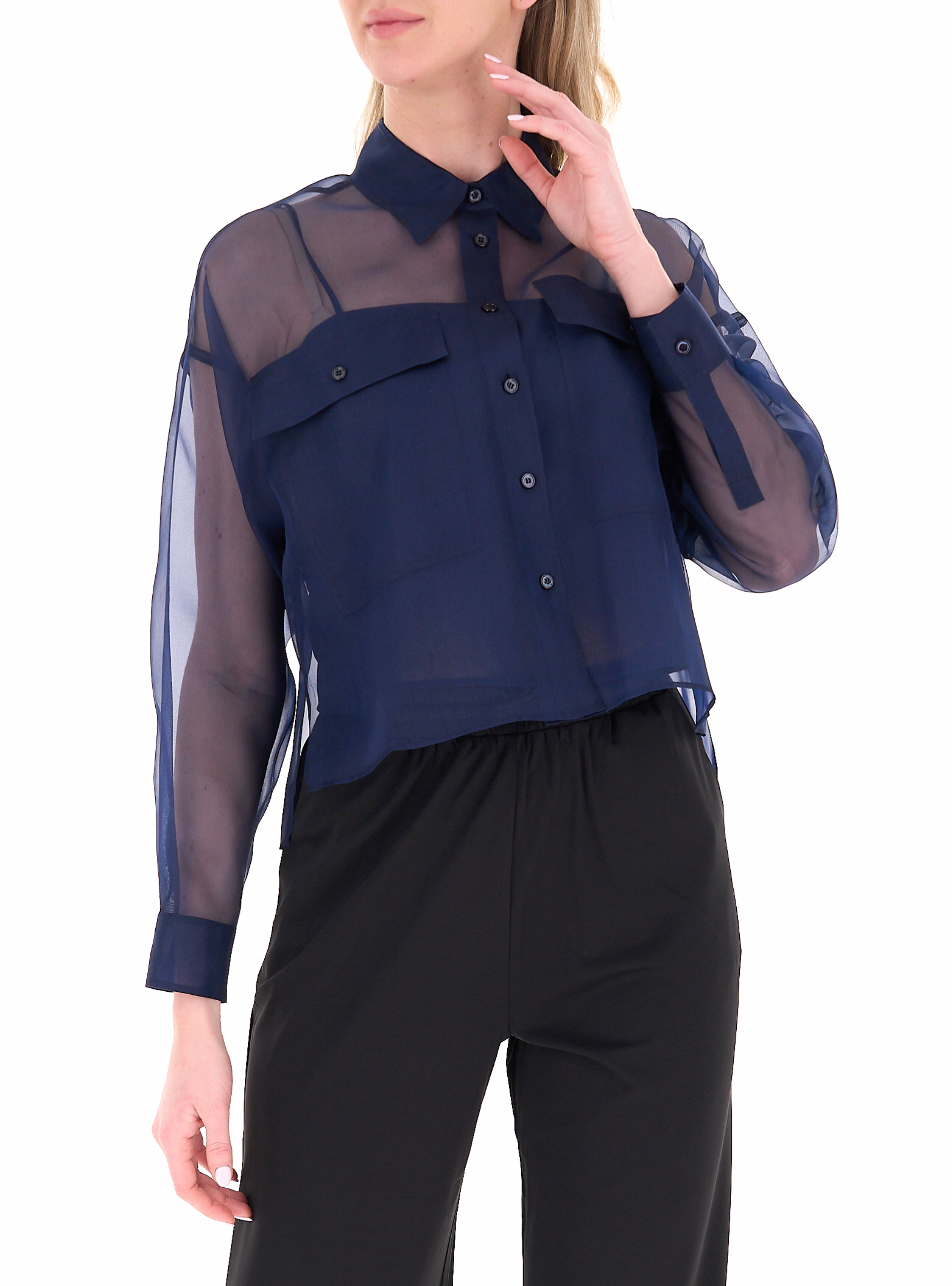 Blusa in seta BLU NAVY