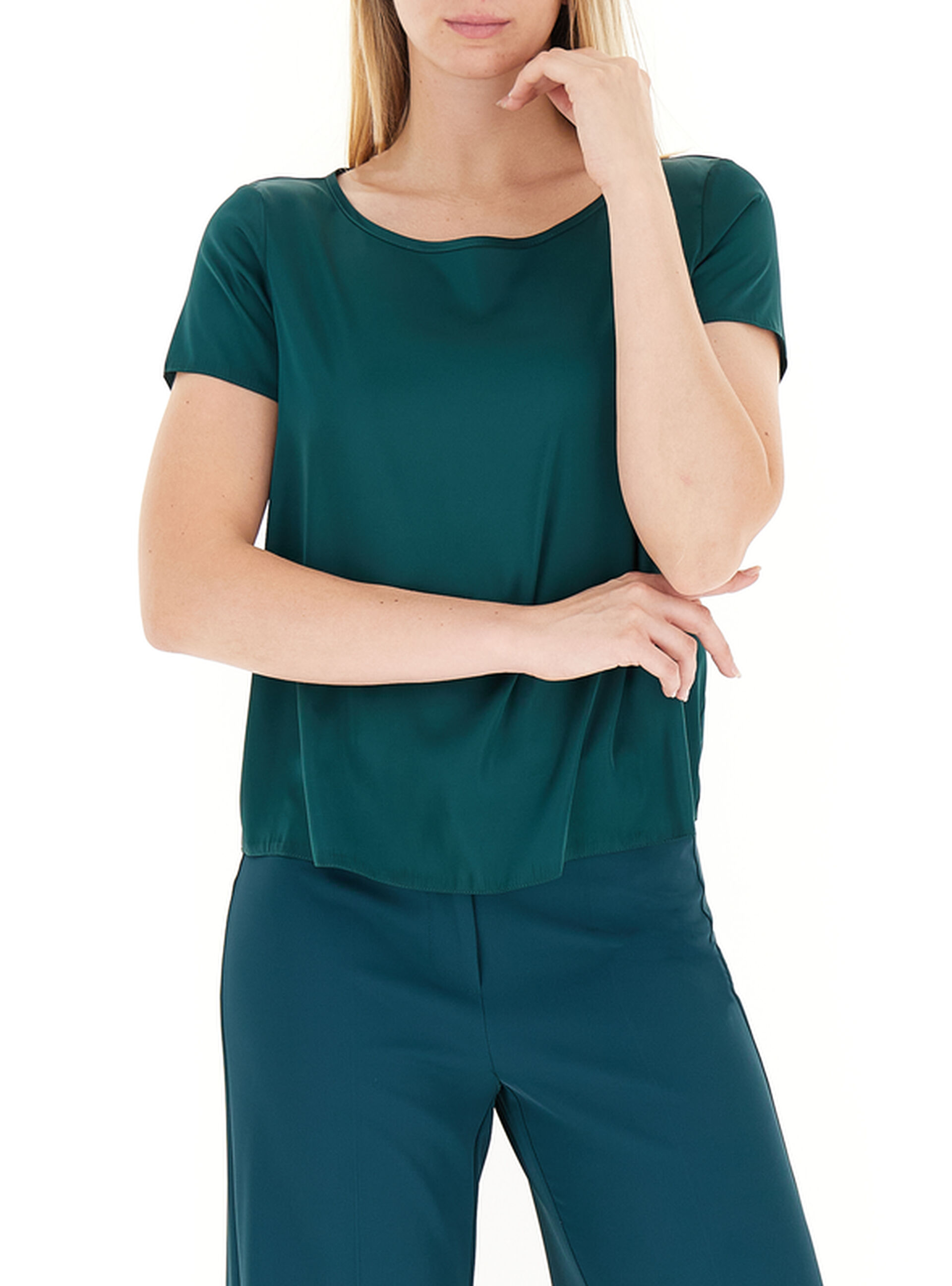 Blusa maniche corte PETROLIO