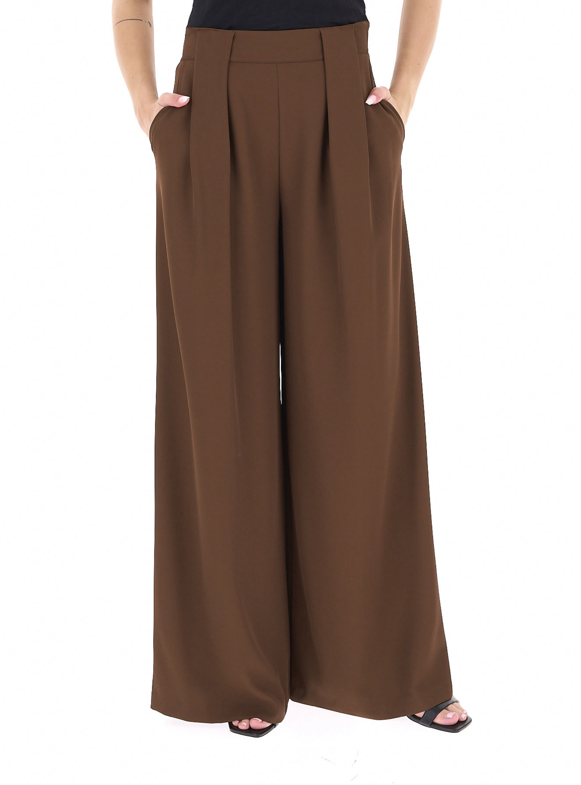 Pantalone wide leg MARRONE