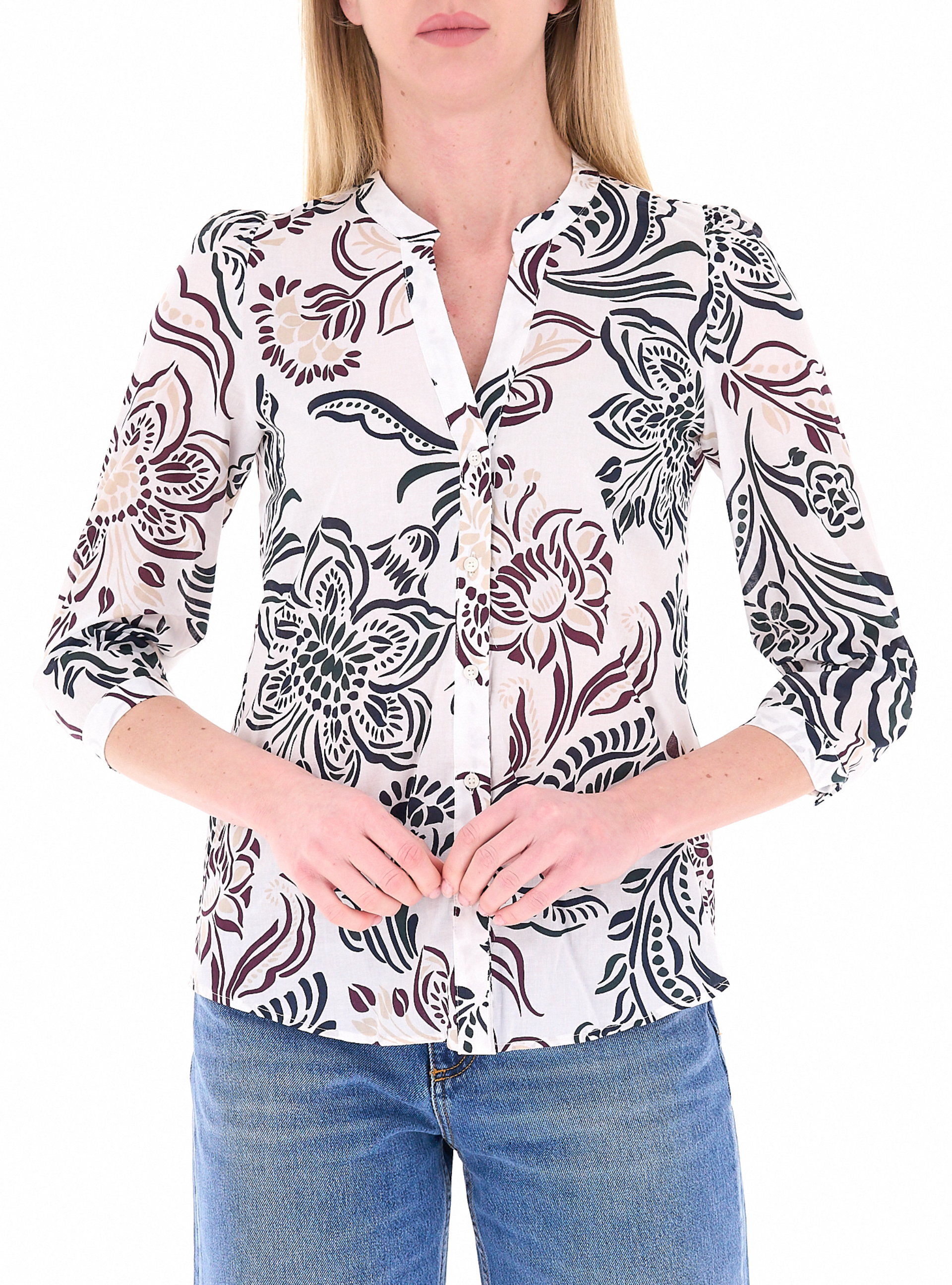 Camicia scollo V BIANCO