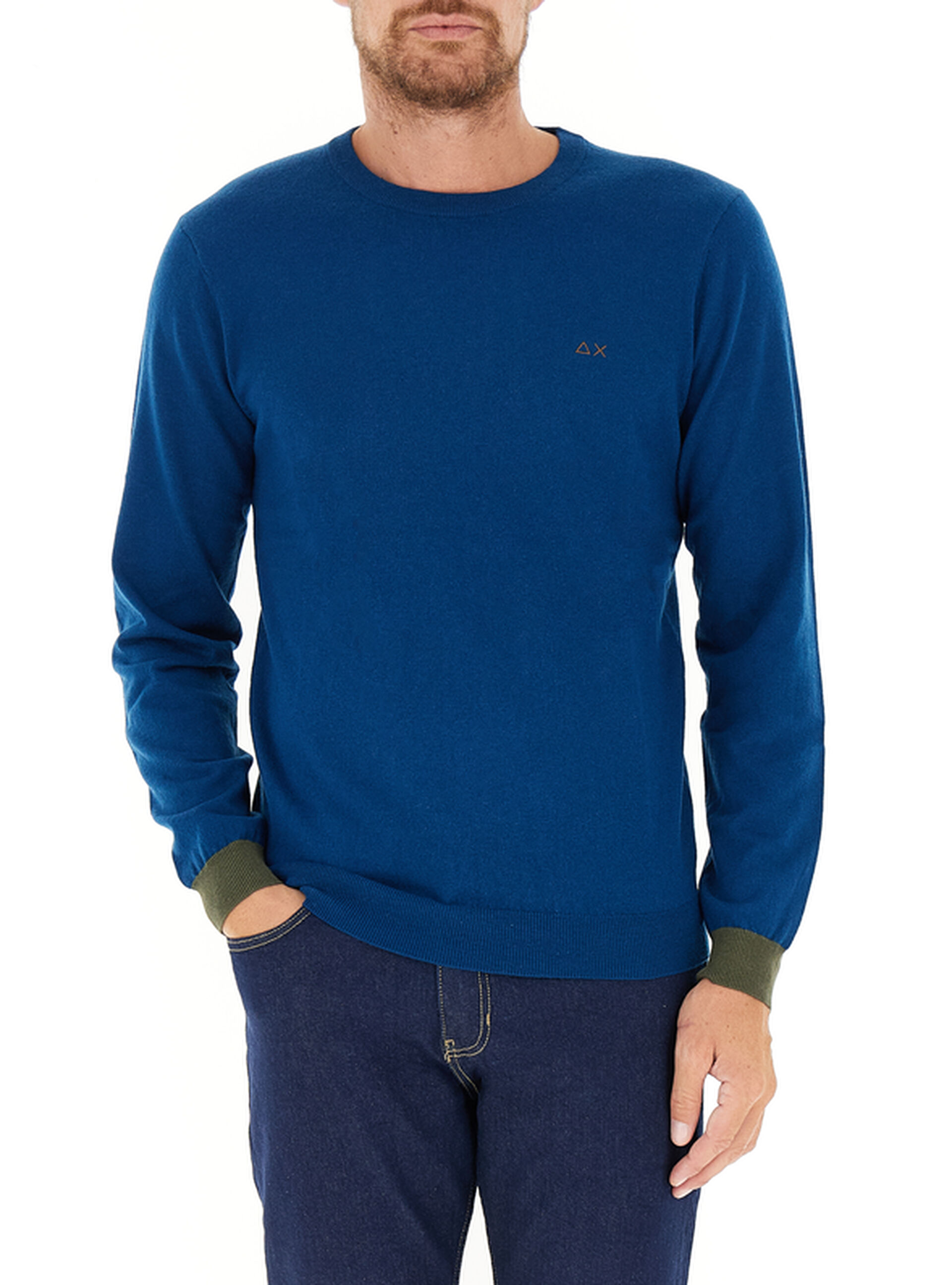 SUN68 Maglione con toppe BLU