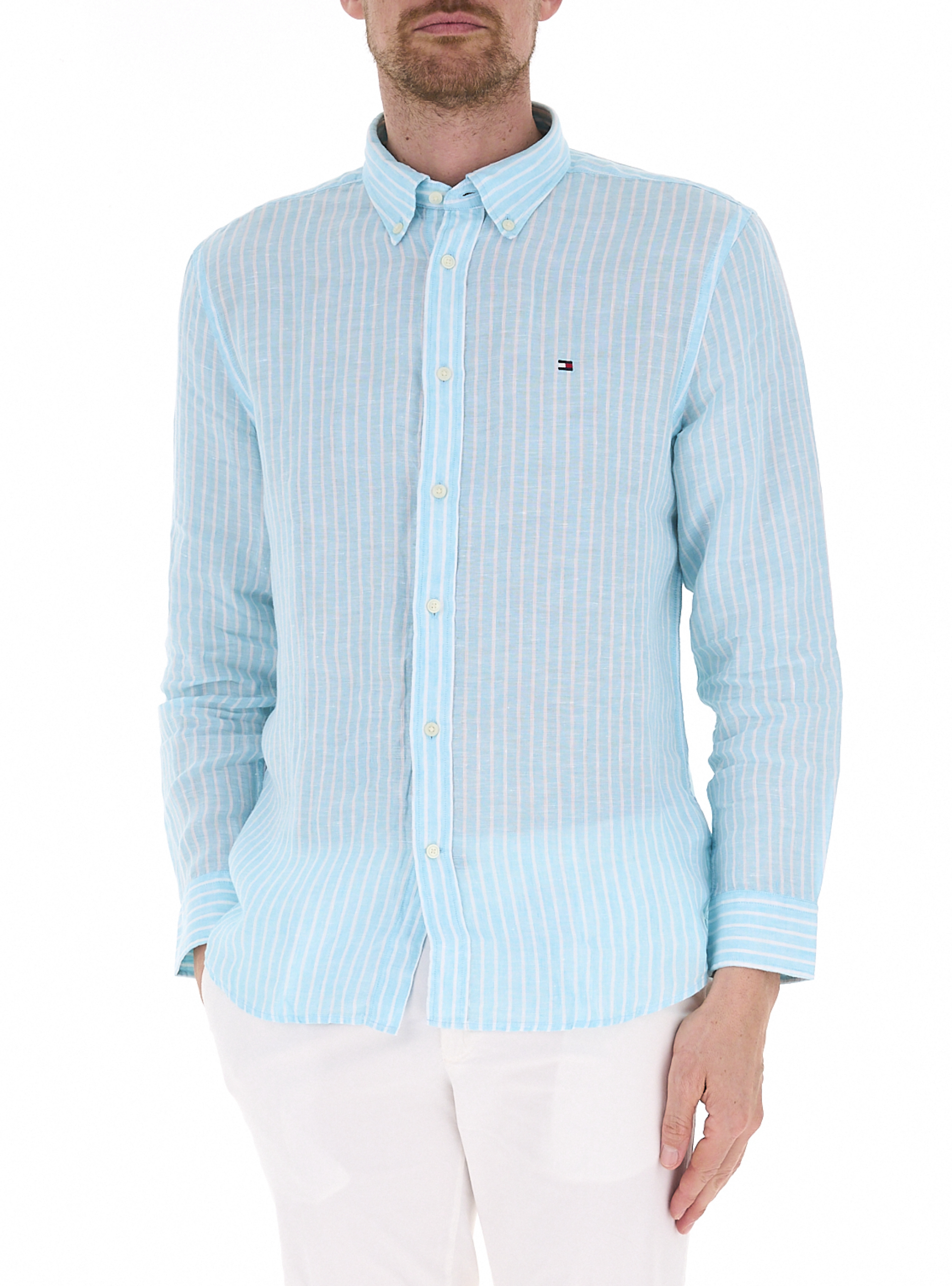 Camicia in lino TURCHESE