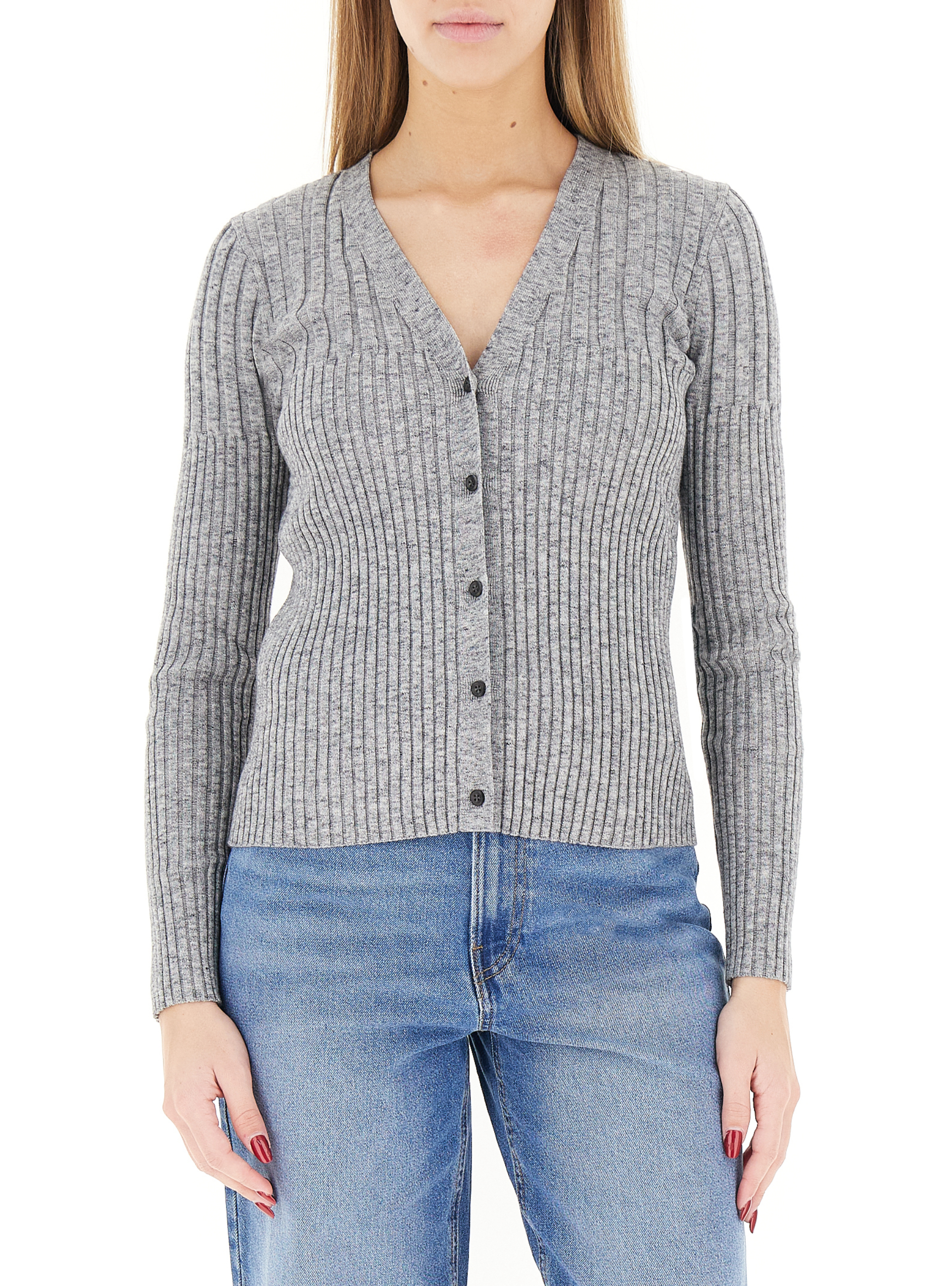 Cardigan scollo a V GRIGIO