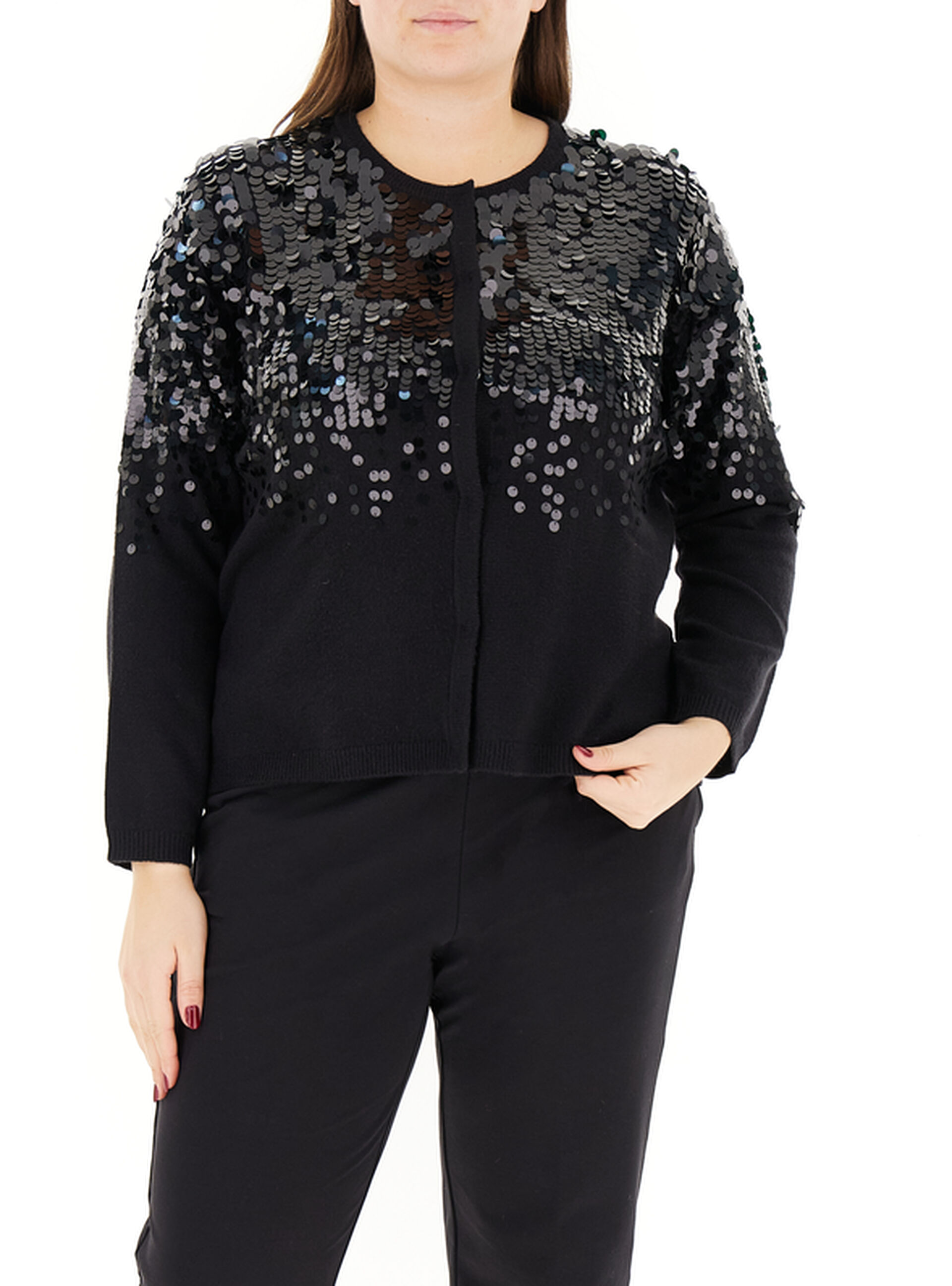 Cardigan con paillettes NERO XL