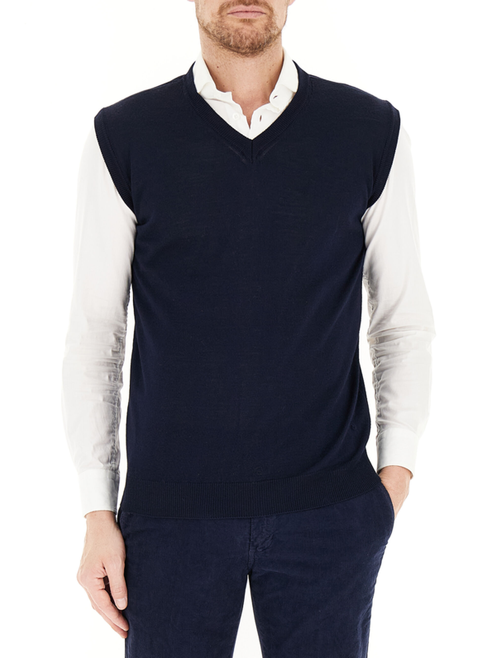QB24 Gilet scollo V BLU NOTTE