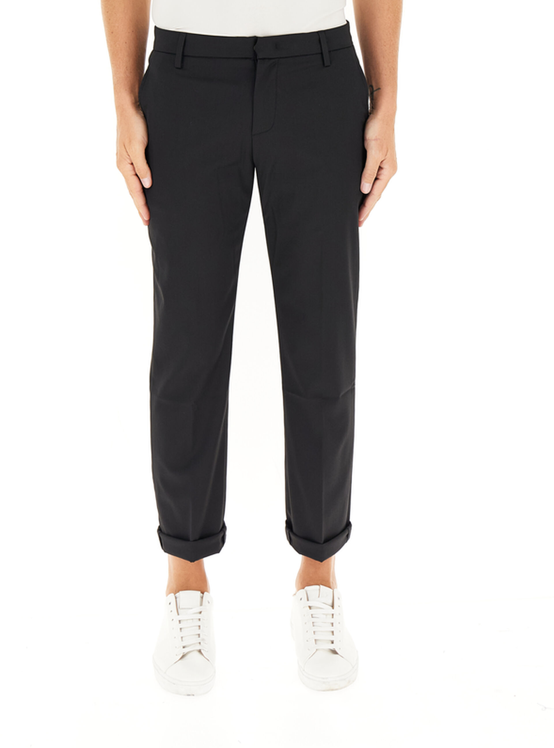 DONDUP Pantalone misto lana NERO