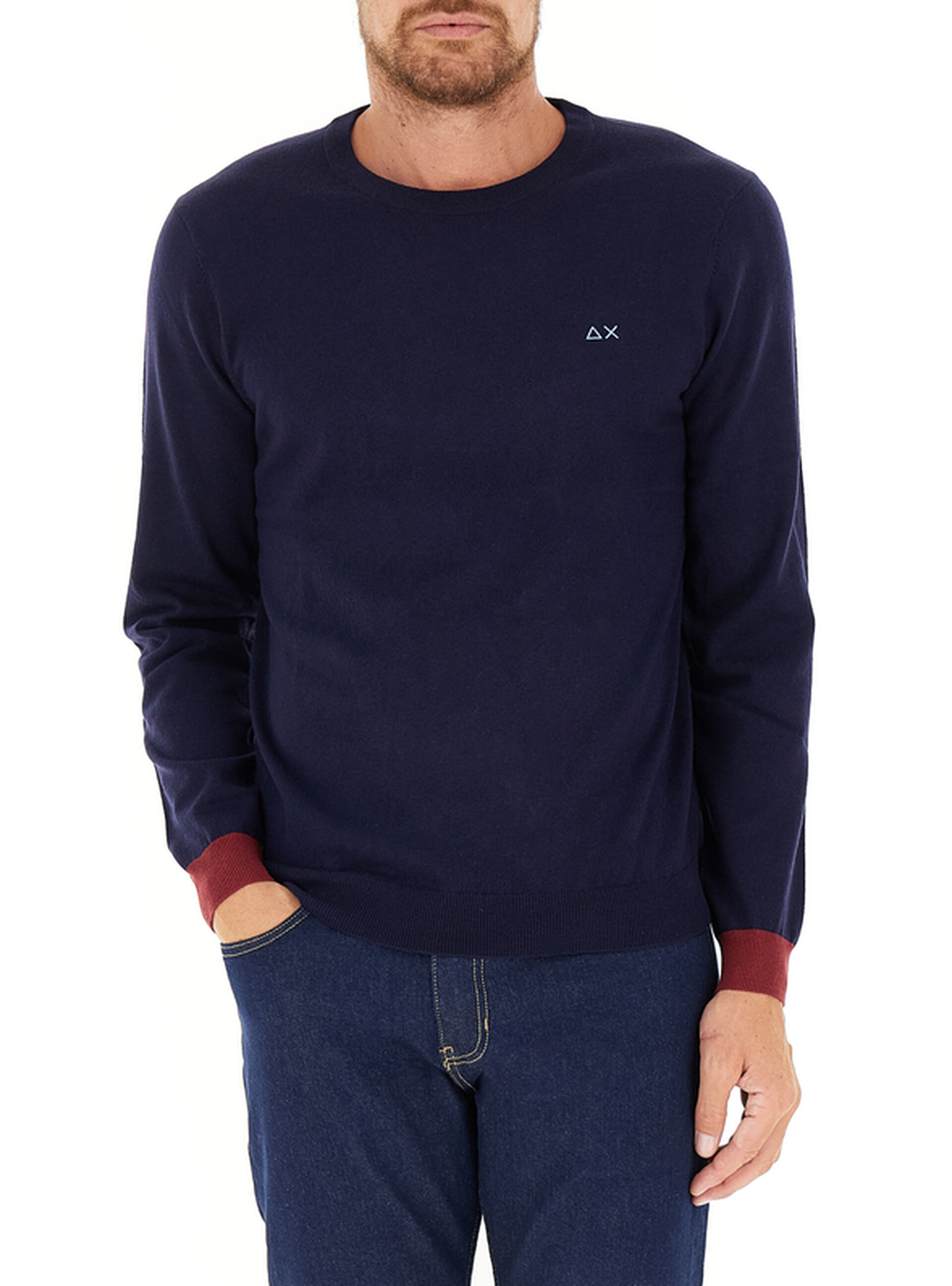 SUN68 Maglione con toppe BLU NAVY