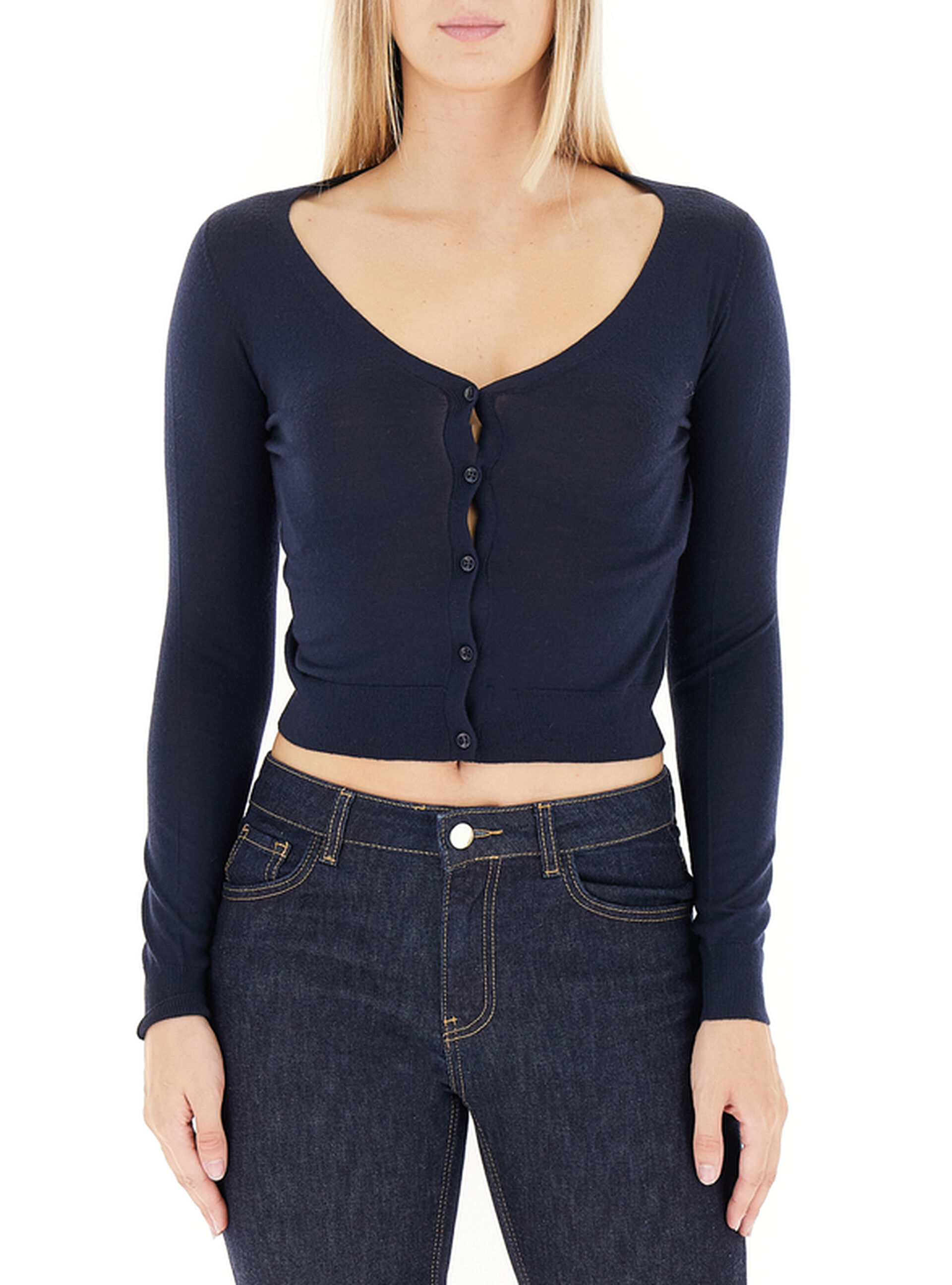 Cardigan cropped lana BLU NAVY