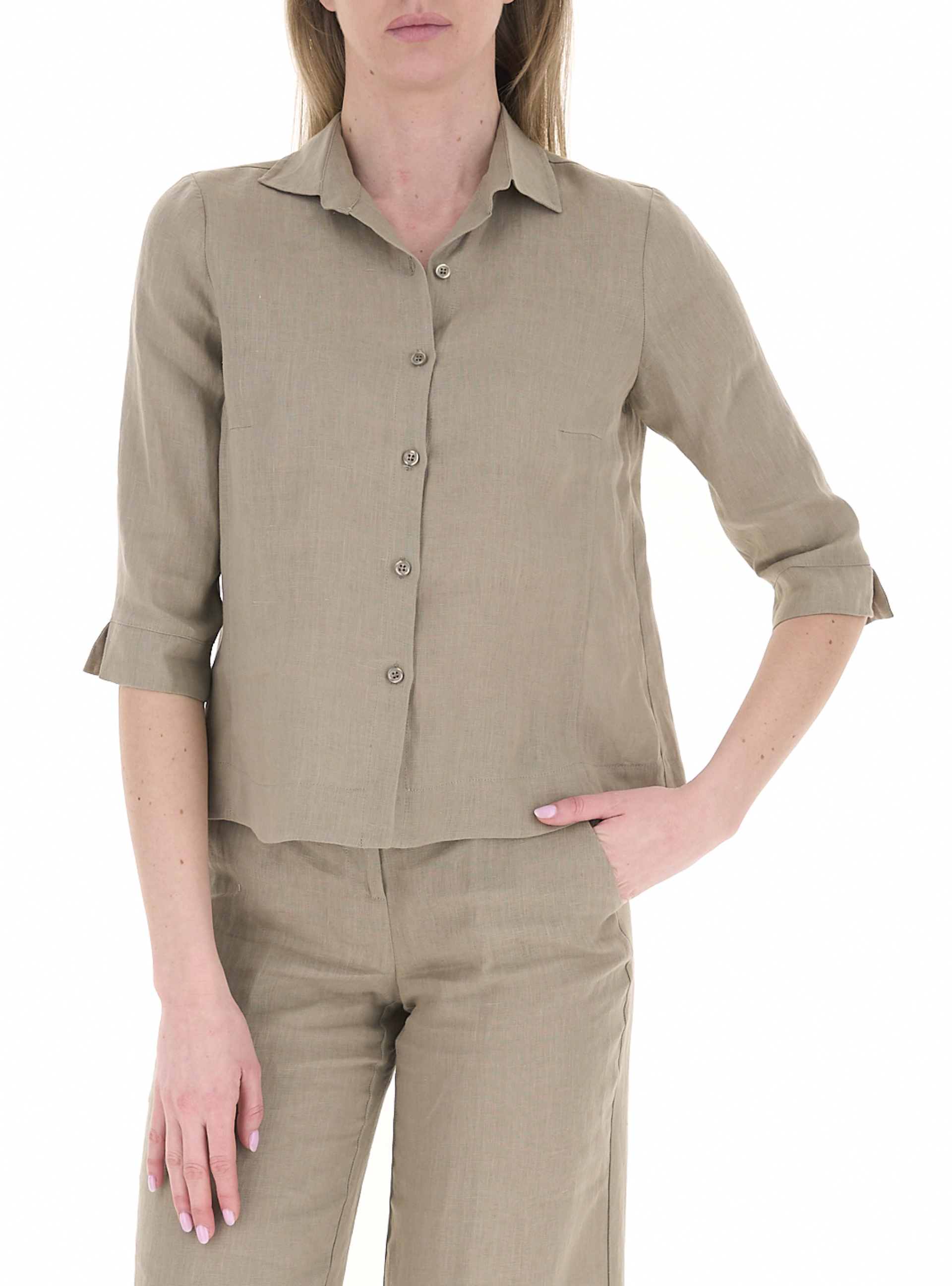 LINKS Camicia in lino ECRU 42