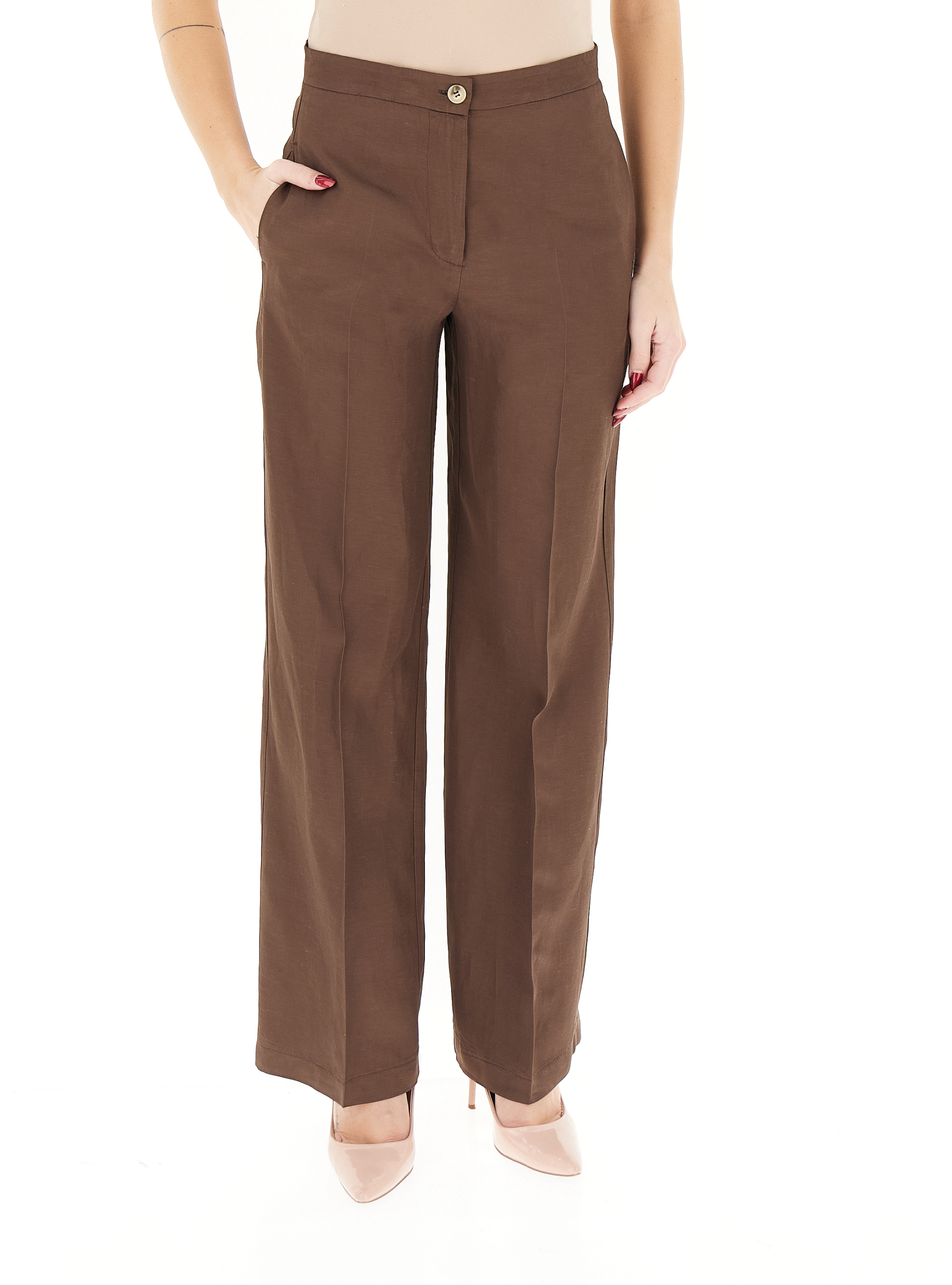 Pantalone misto viscosa MARRONE