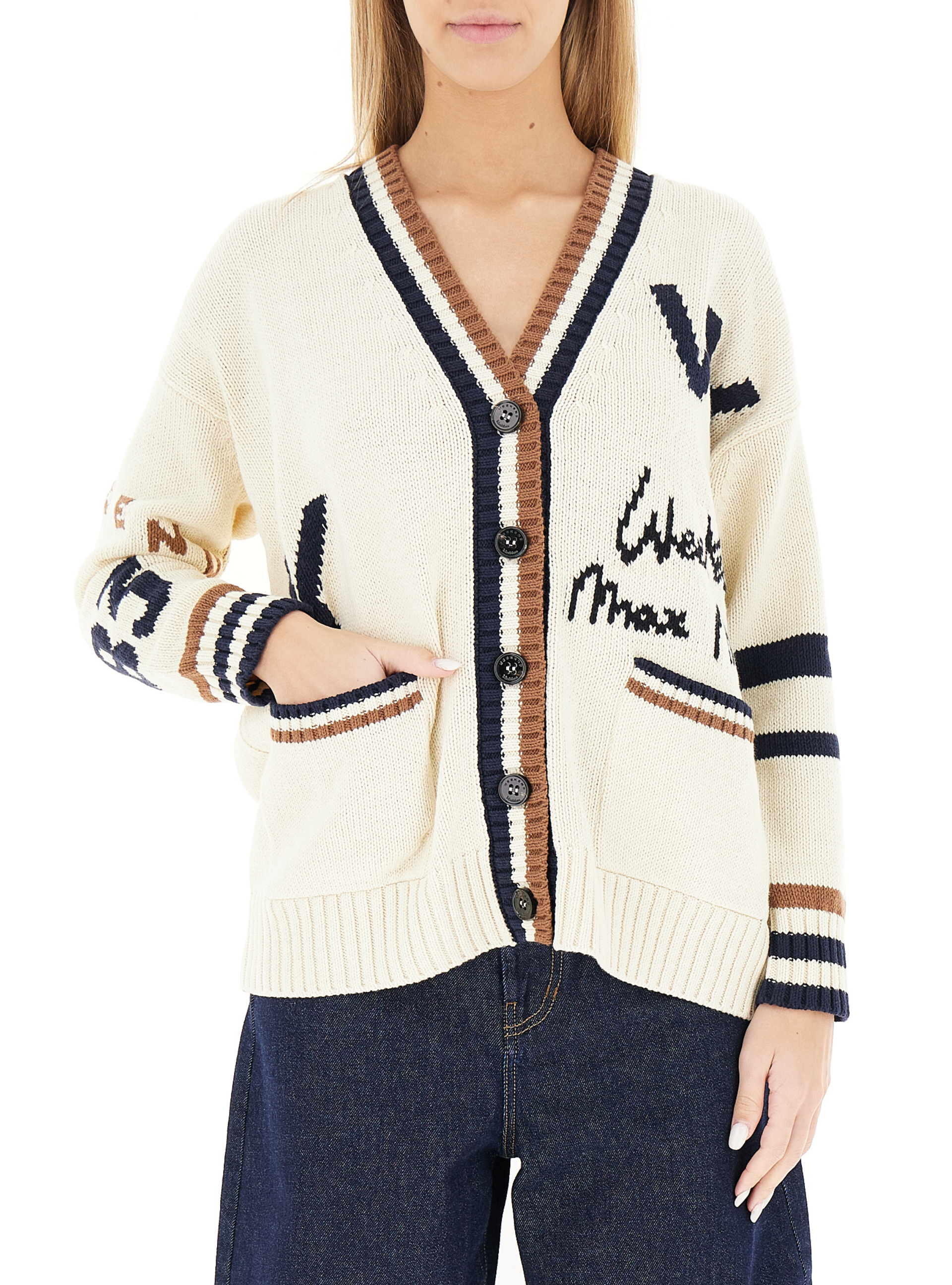 Cardigan Scollo V AVORIO XS