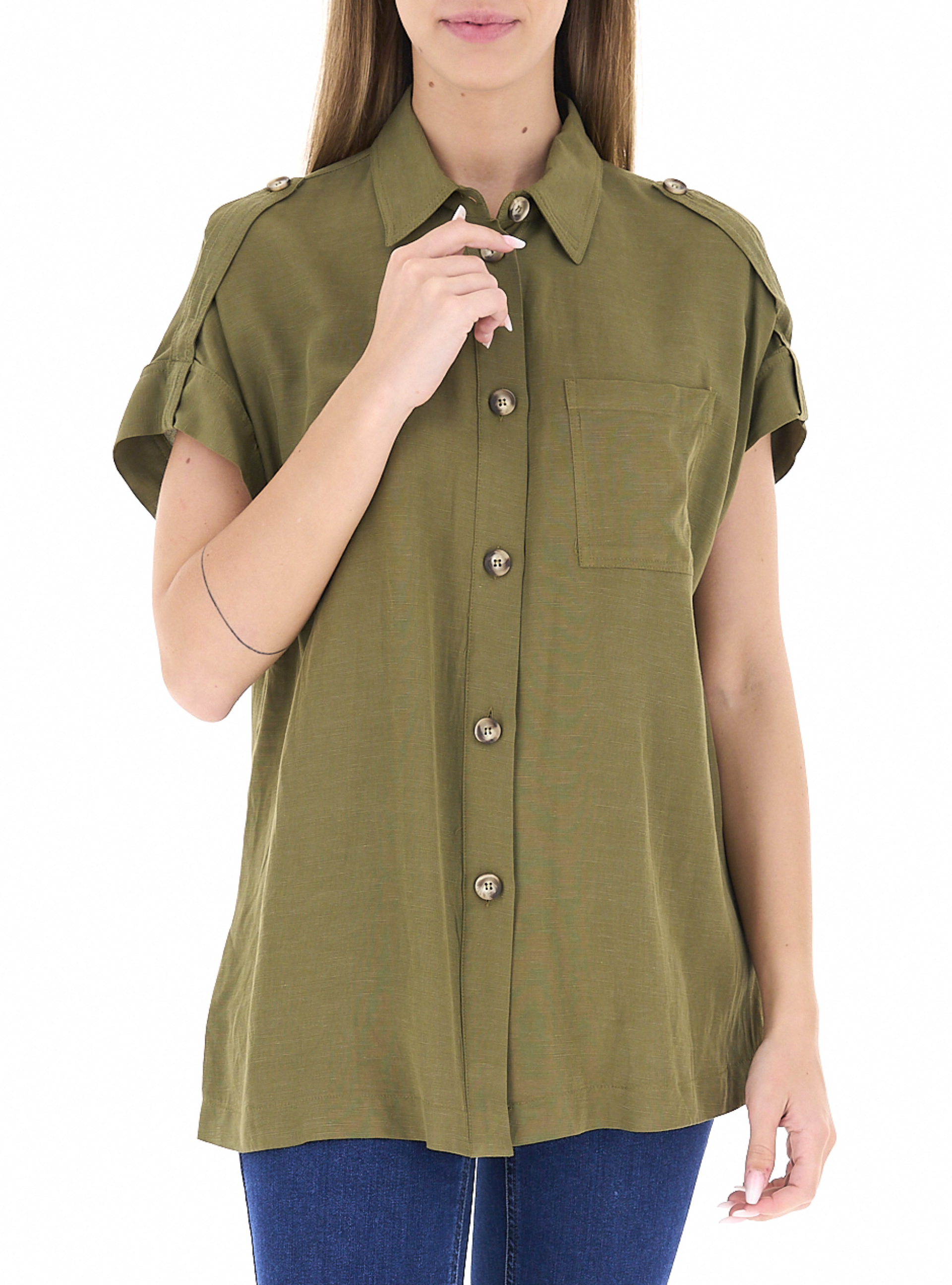 Blusa maniche corte VERDE MILITARE