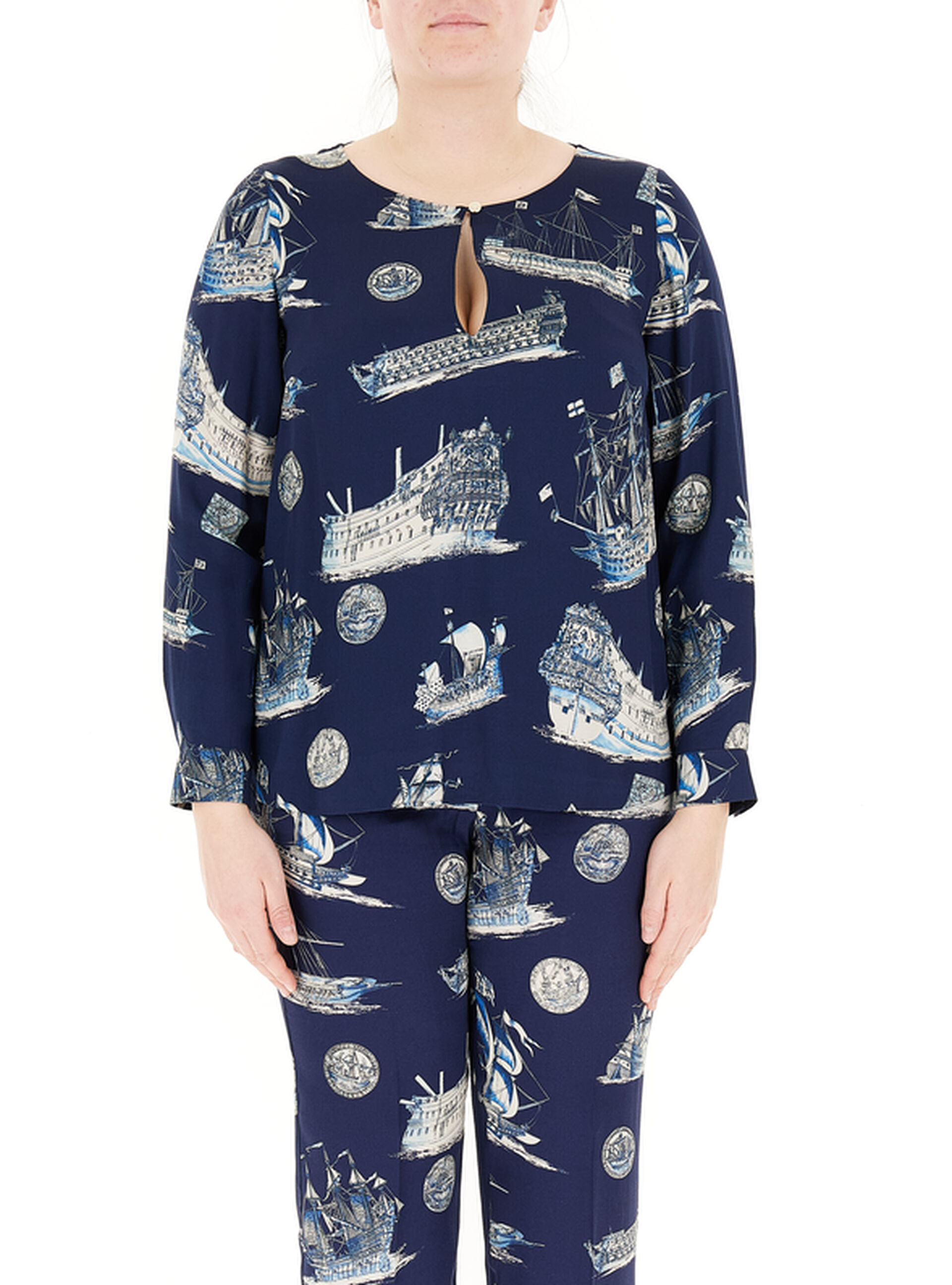 Blusa in viscosa BLU NAVY 52