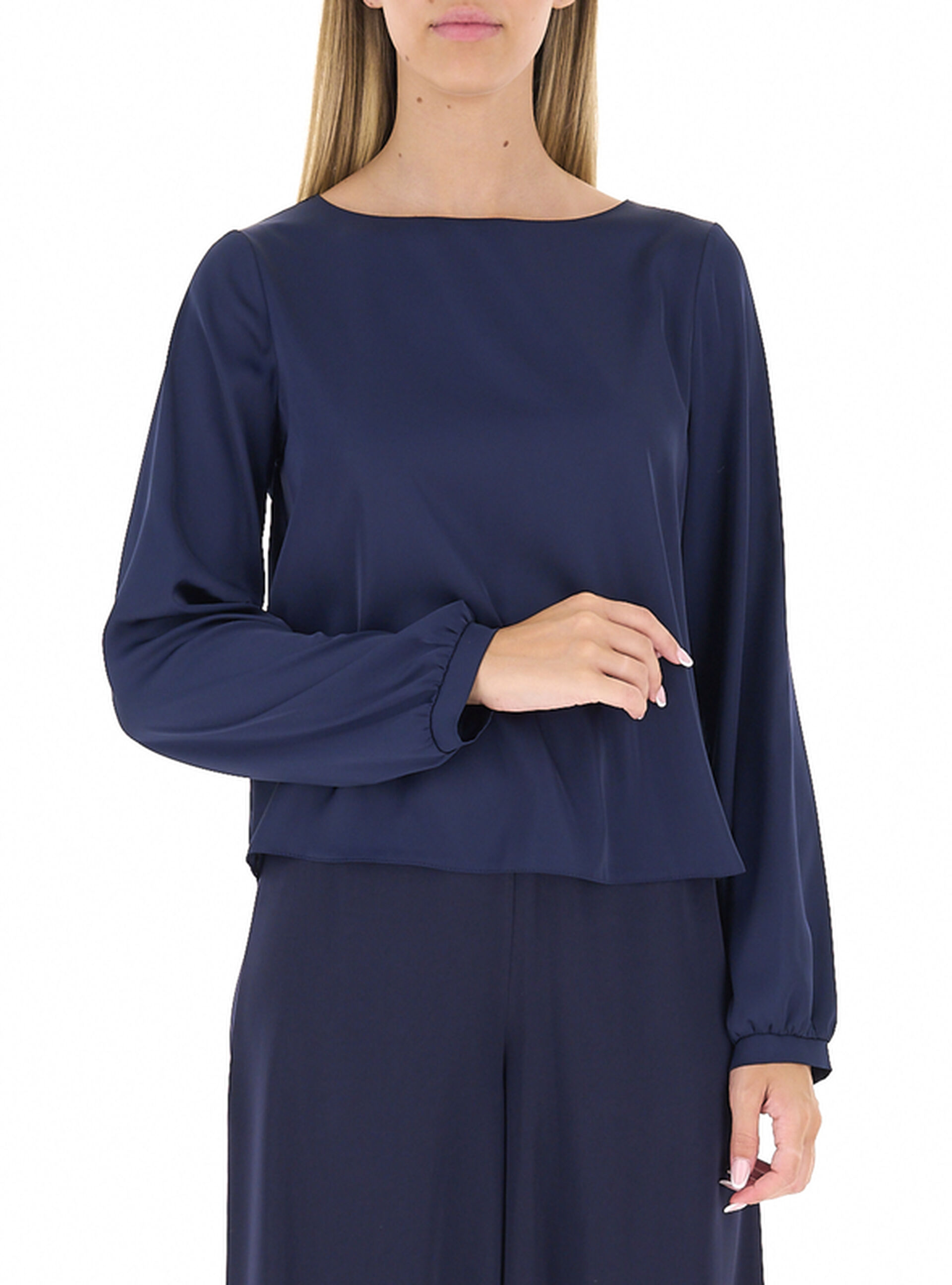 Blusa in satin BLU NAVY XS