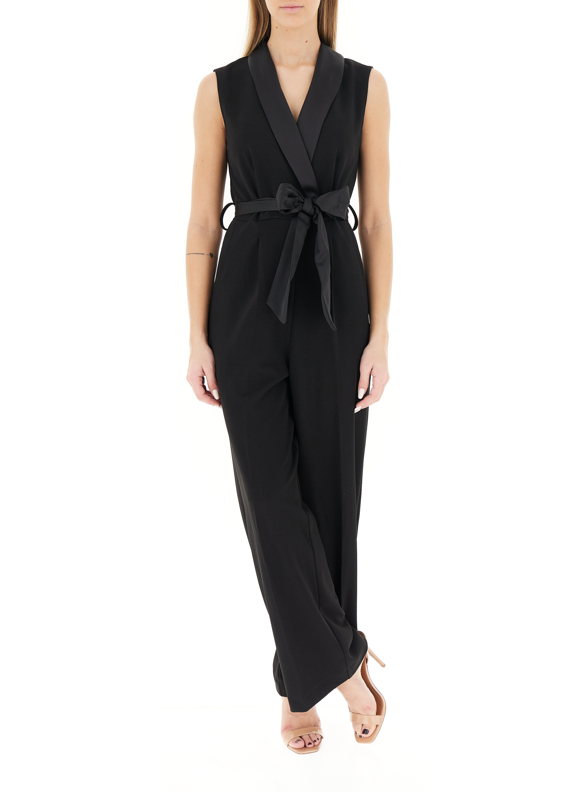 VICOLO Jumpsuit con fusciacca NERO