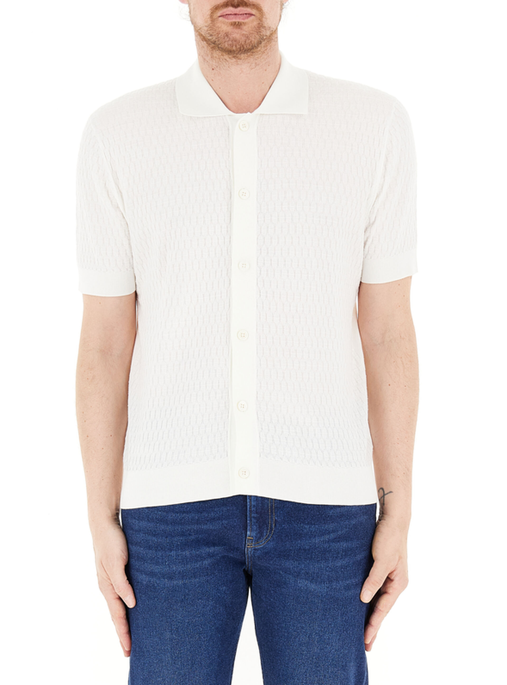 PAOLO PECORA Polo in maglia PANNA