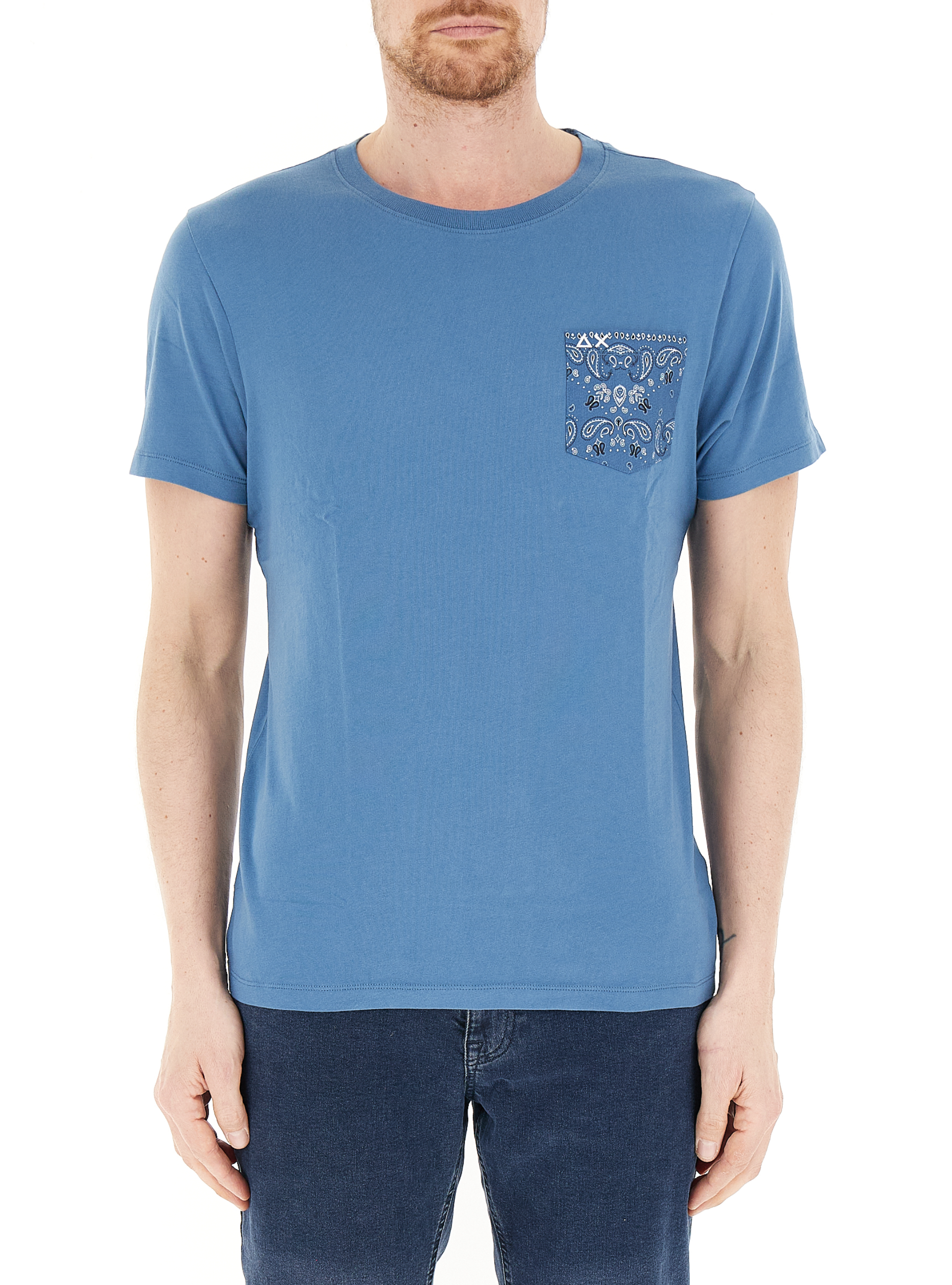 SUN68 T-shirt con tasca AZZURRO
