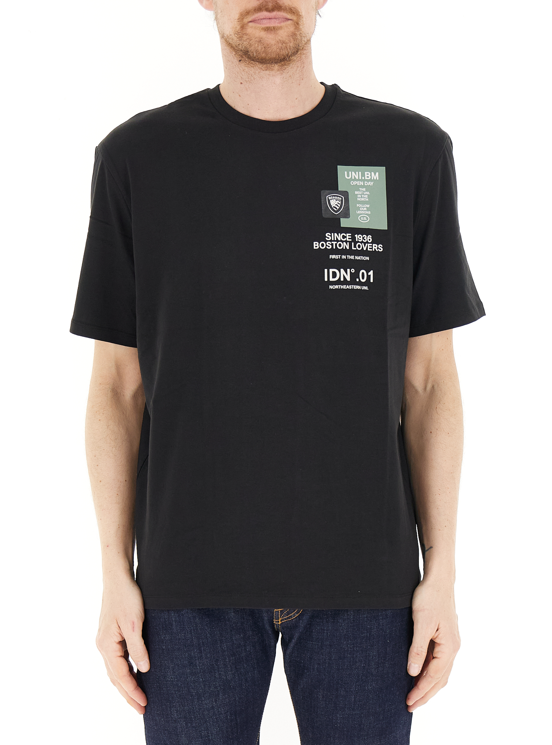 Blauer T-shirt girocollo NERO