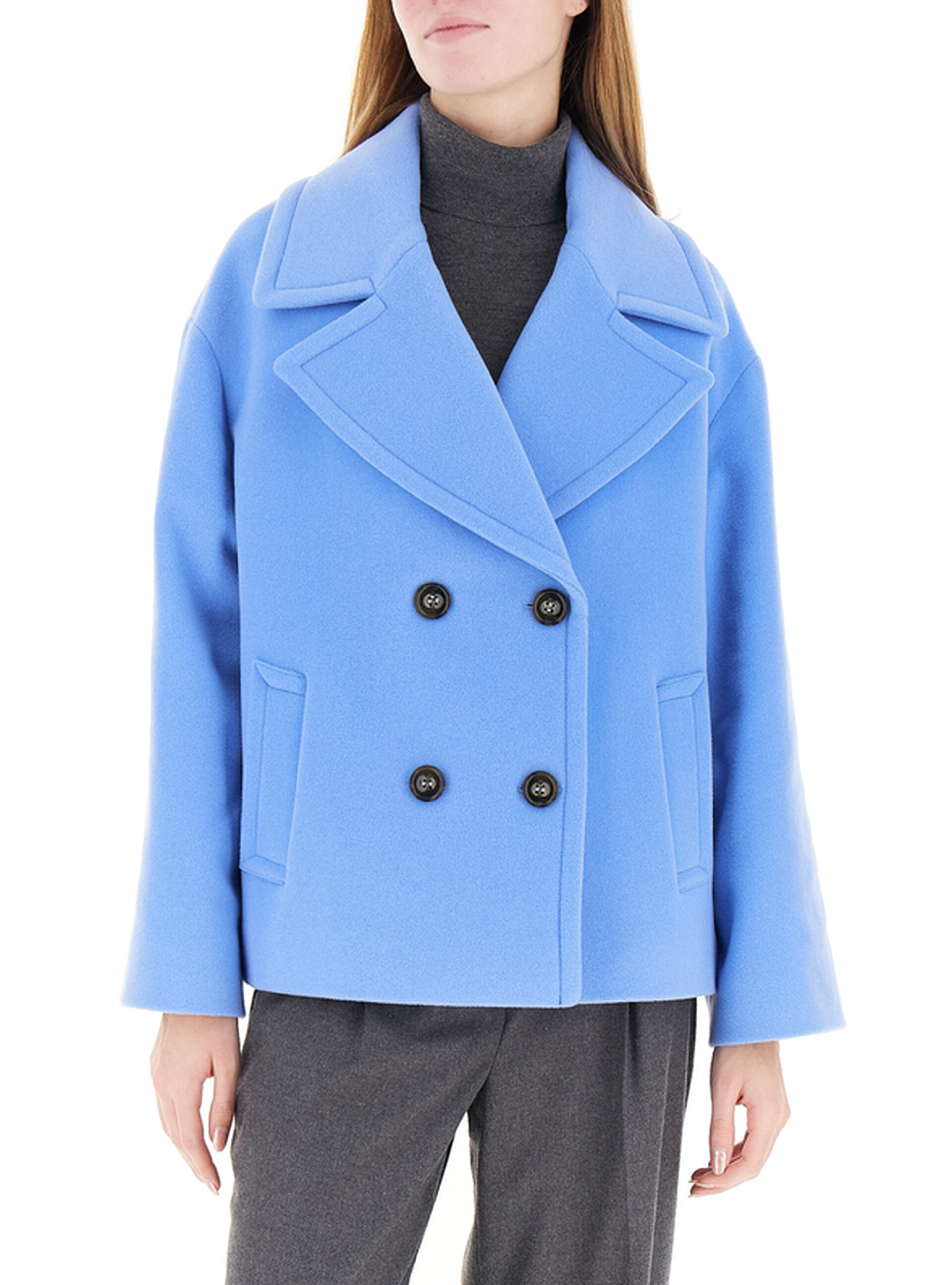 Cappotto misto lana CELESTE 44
