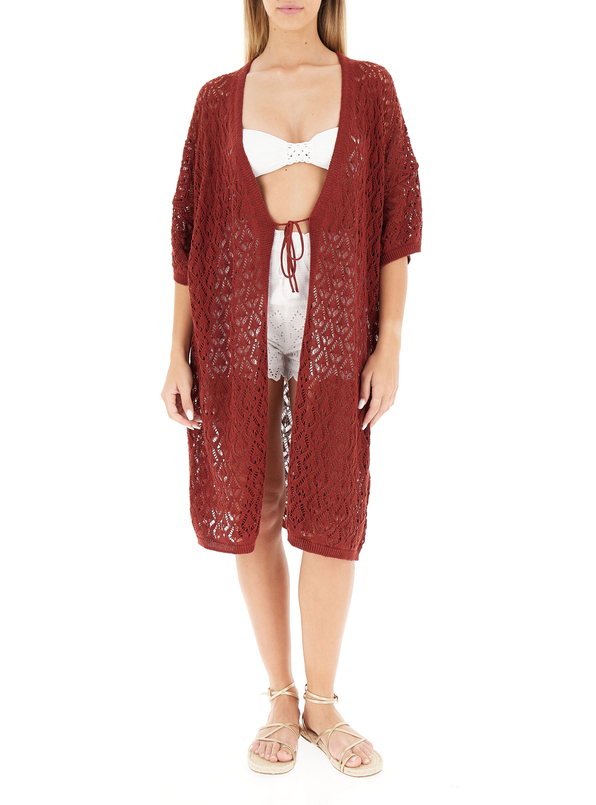Dixie Cardigan ricamato MATTONE S
