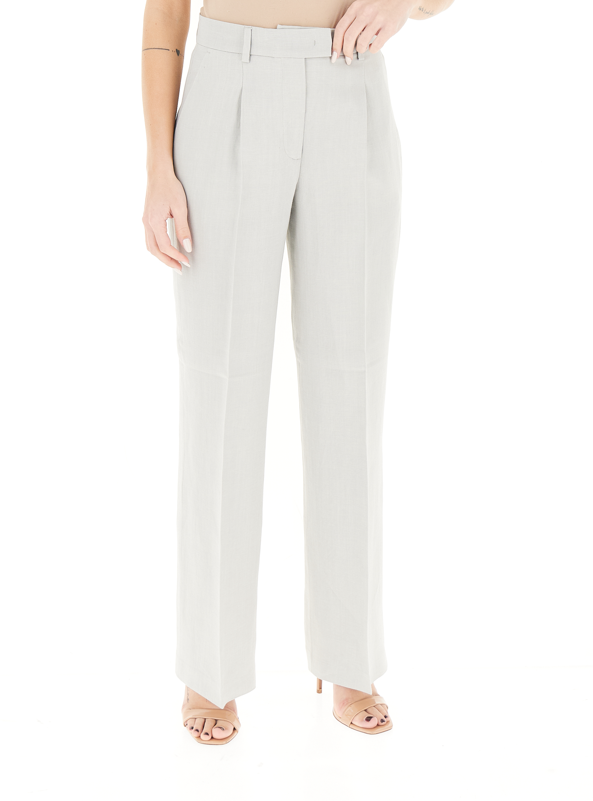 Pantalone misto lino GRIGIO CHIARO 44