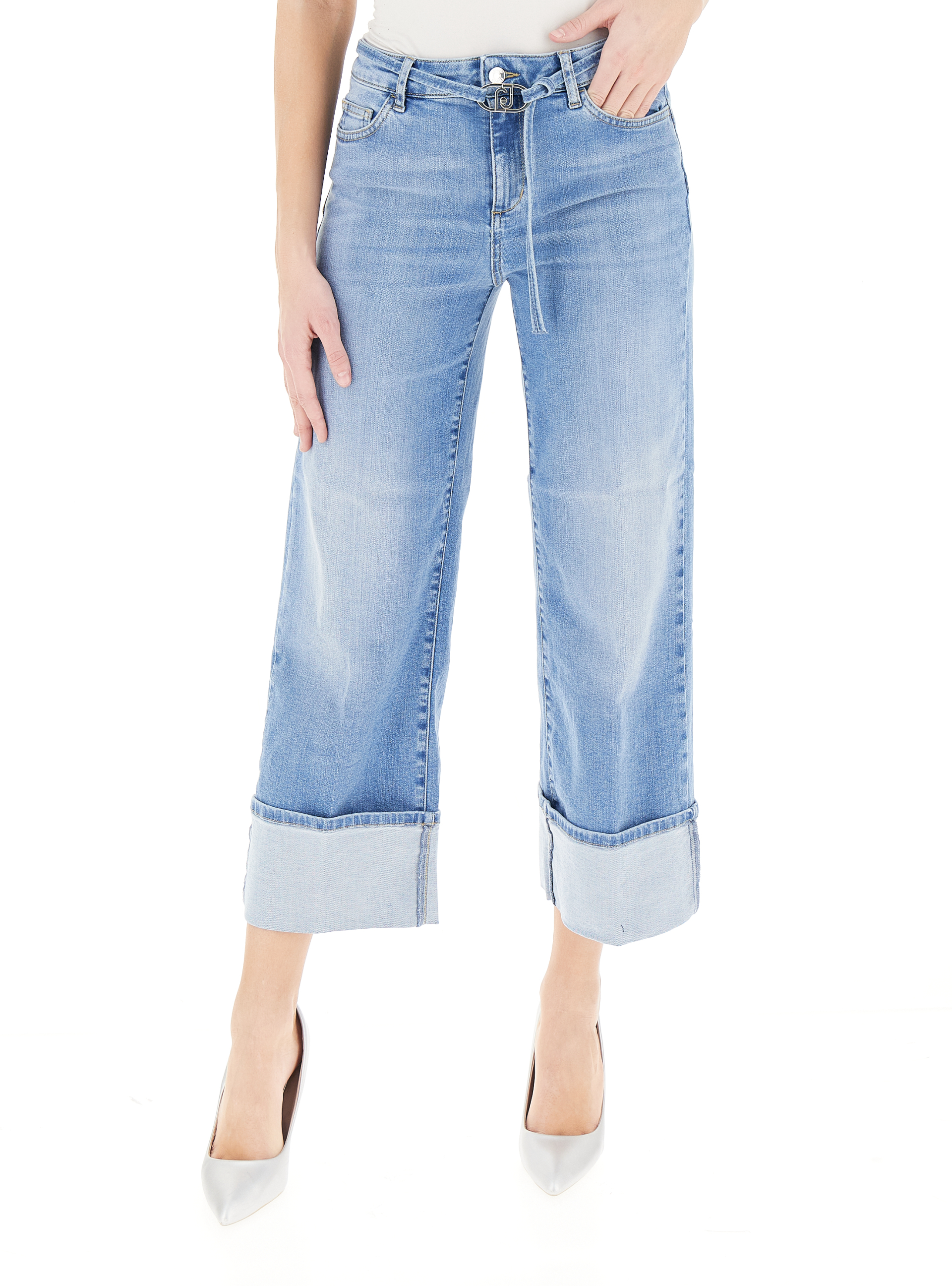 Jeans cropped bottom up AZZURRO 26