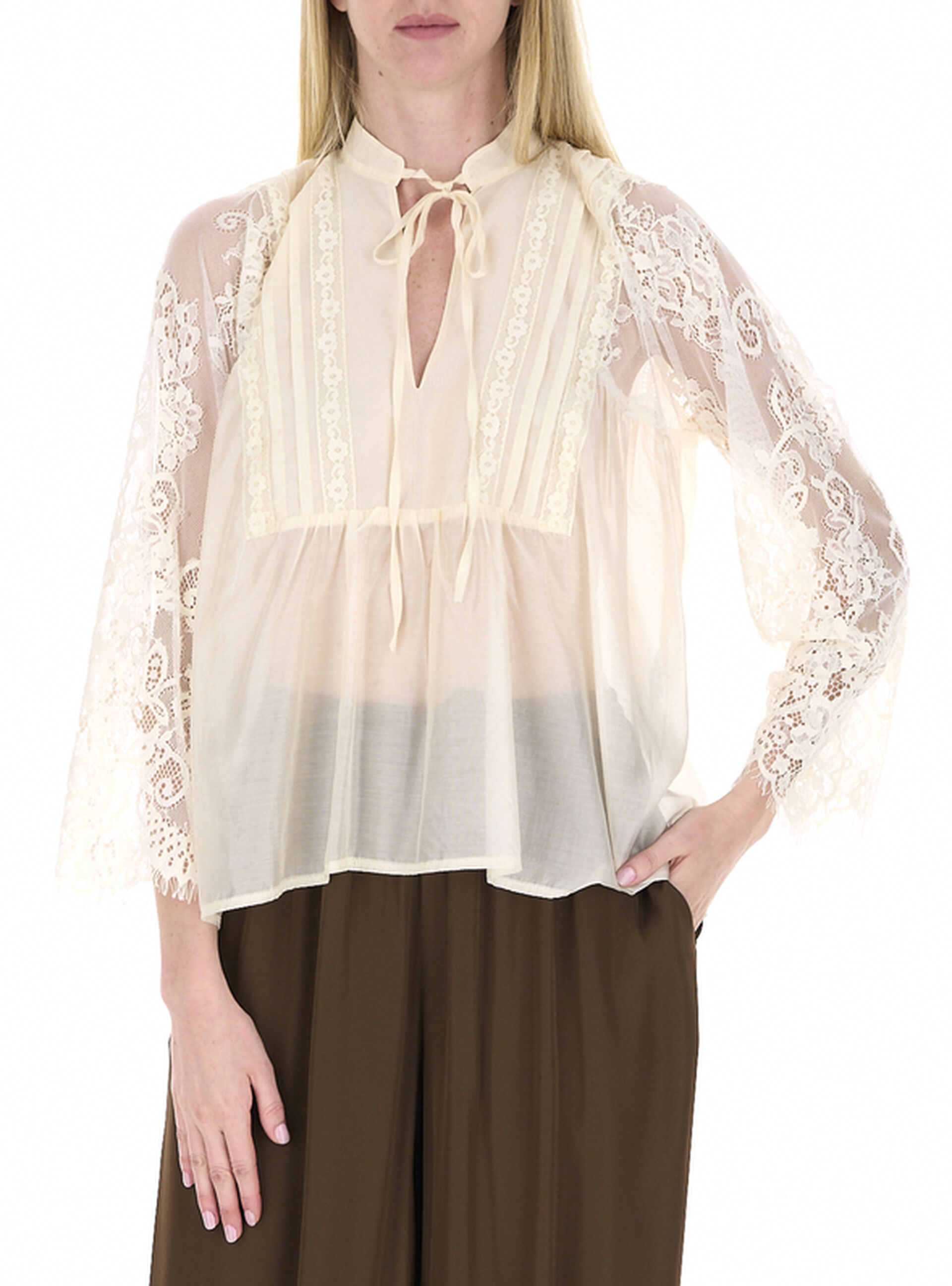 Dixie Blusa con pizzo BURRO S
