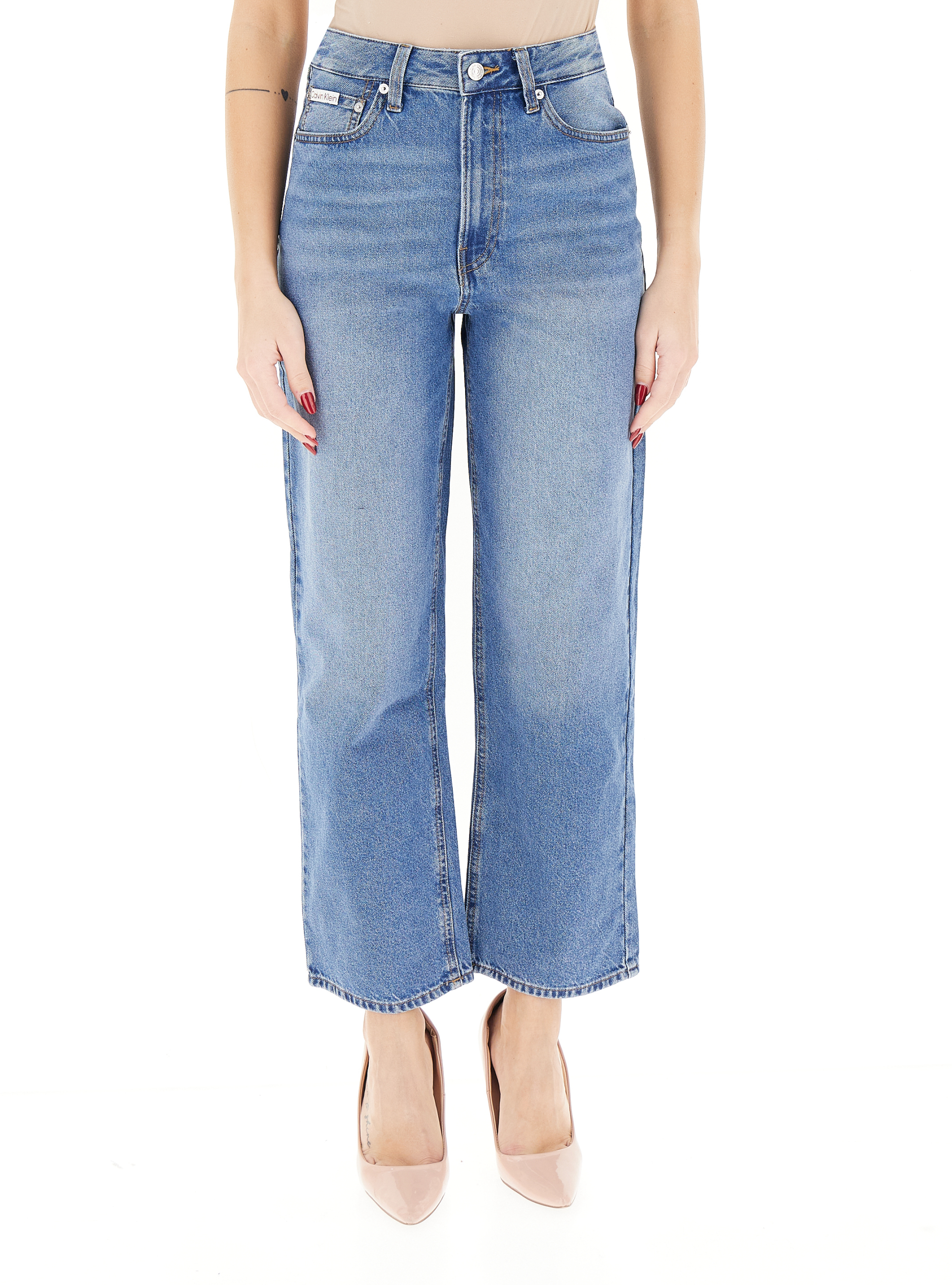 Jeans wide leg BLU CHIARO 27