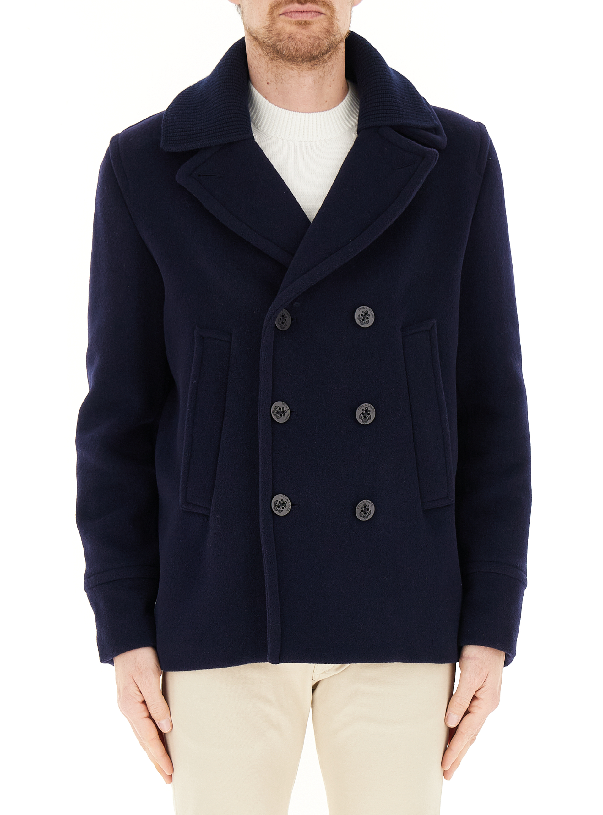 Cappotto misto lana cashmere BLU SCURO
