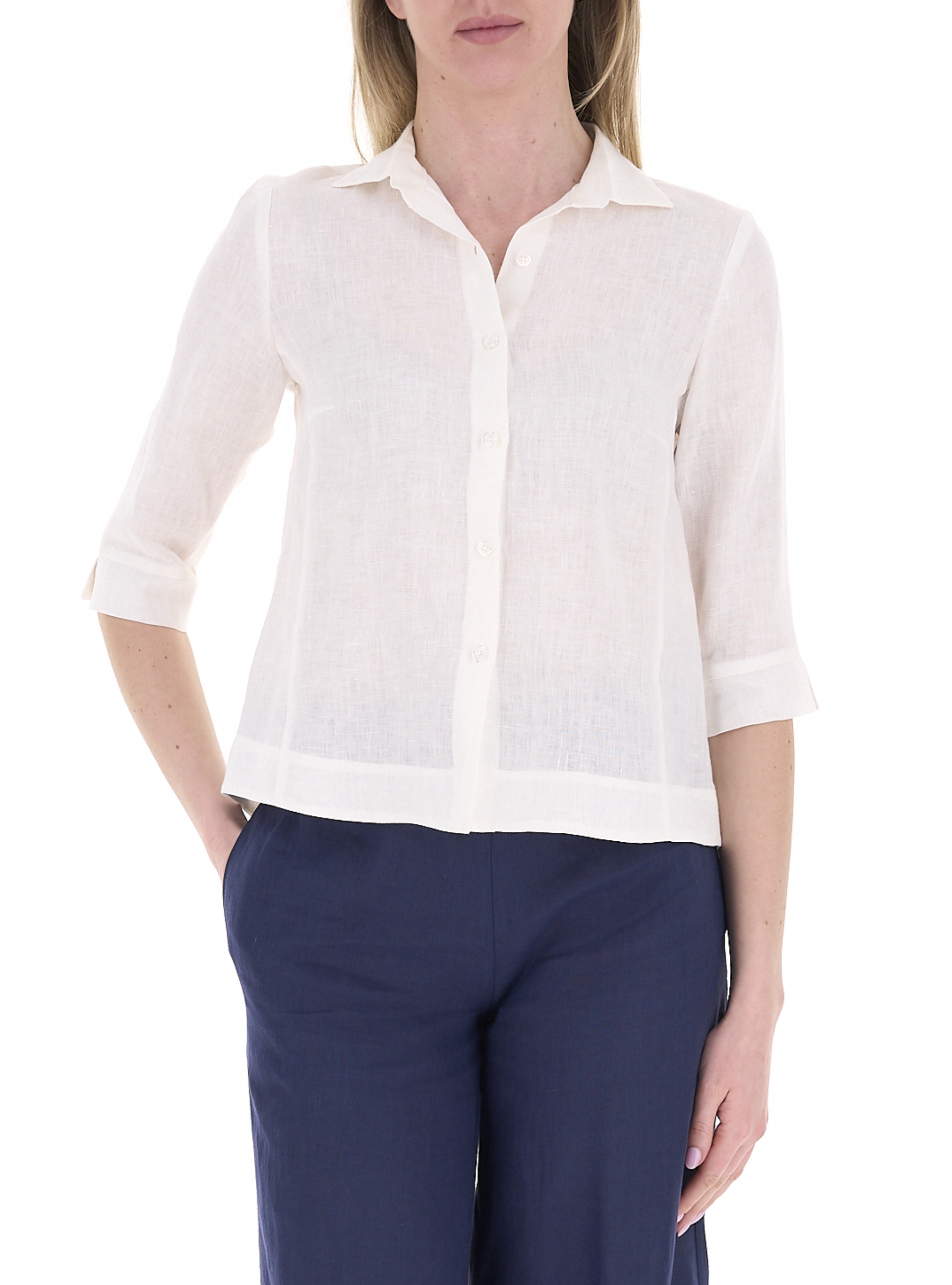 LINKS Camicia in lino AVORIO