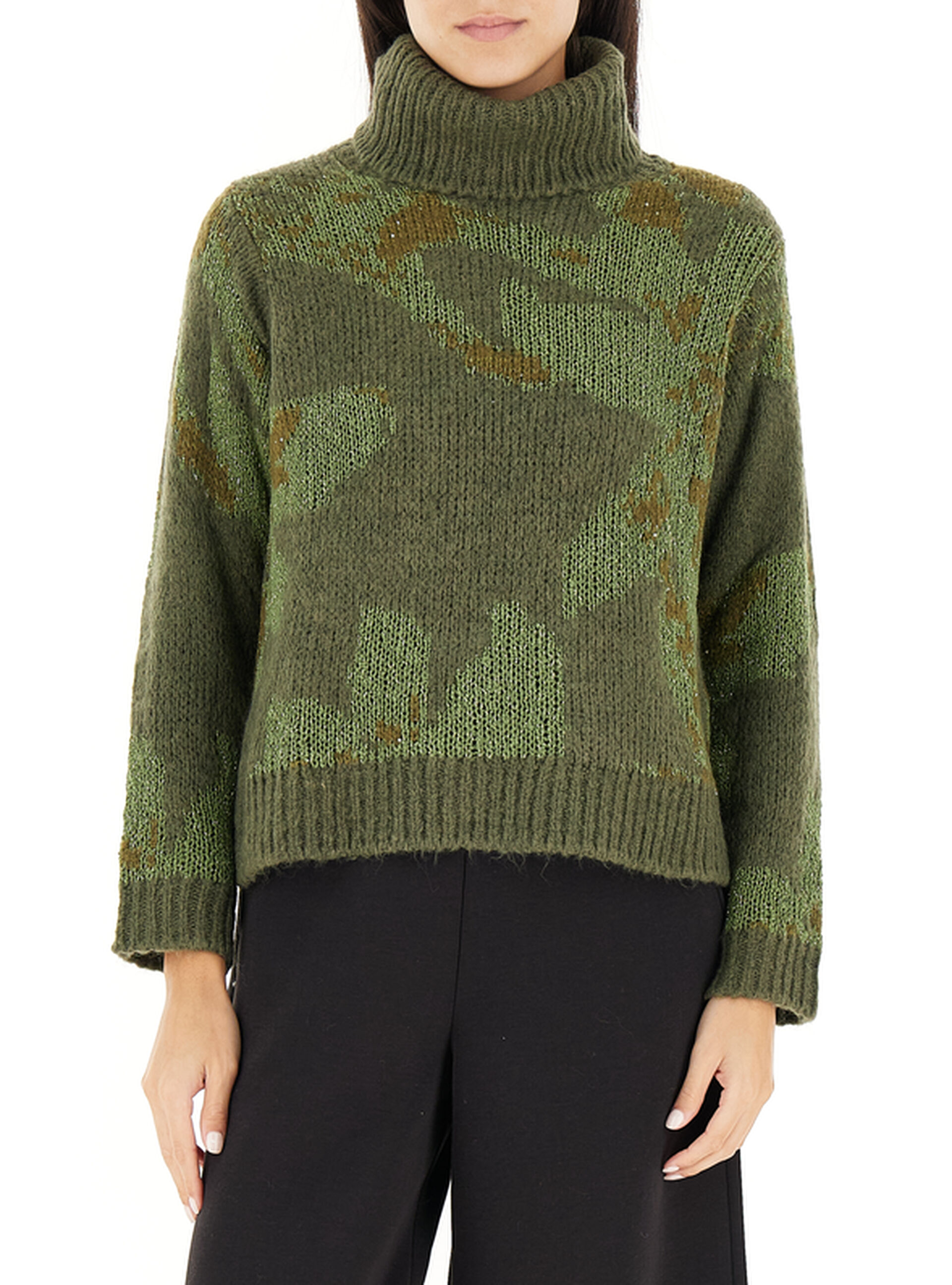 Dolcevita con lurex VERDE MILITARE L