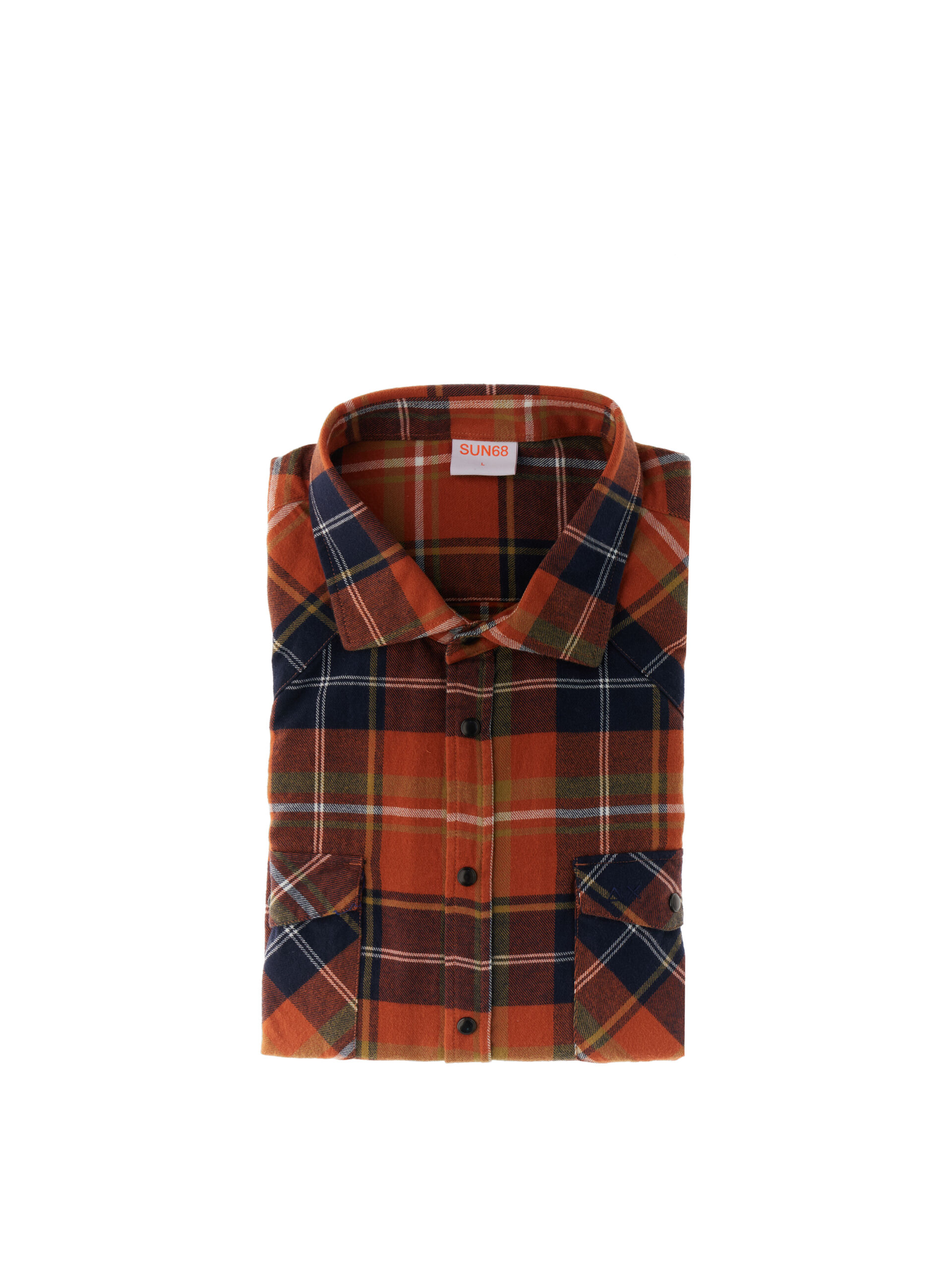 SUN68 Camicia a quadri ARANCIONE