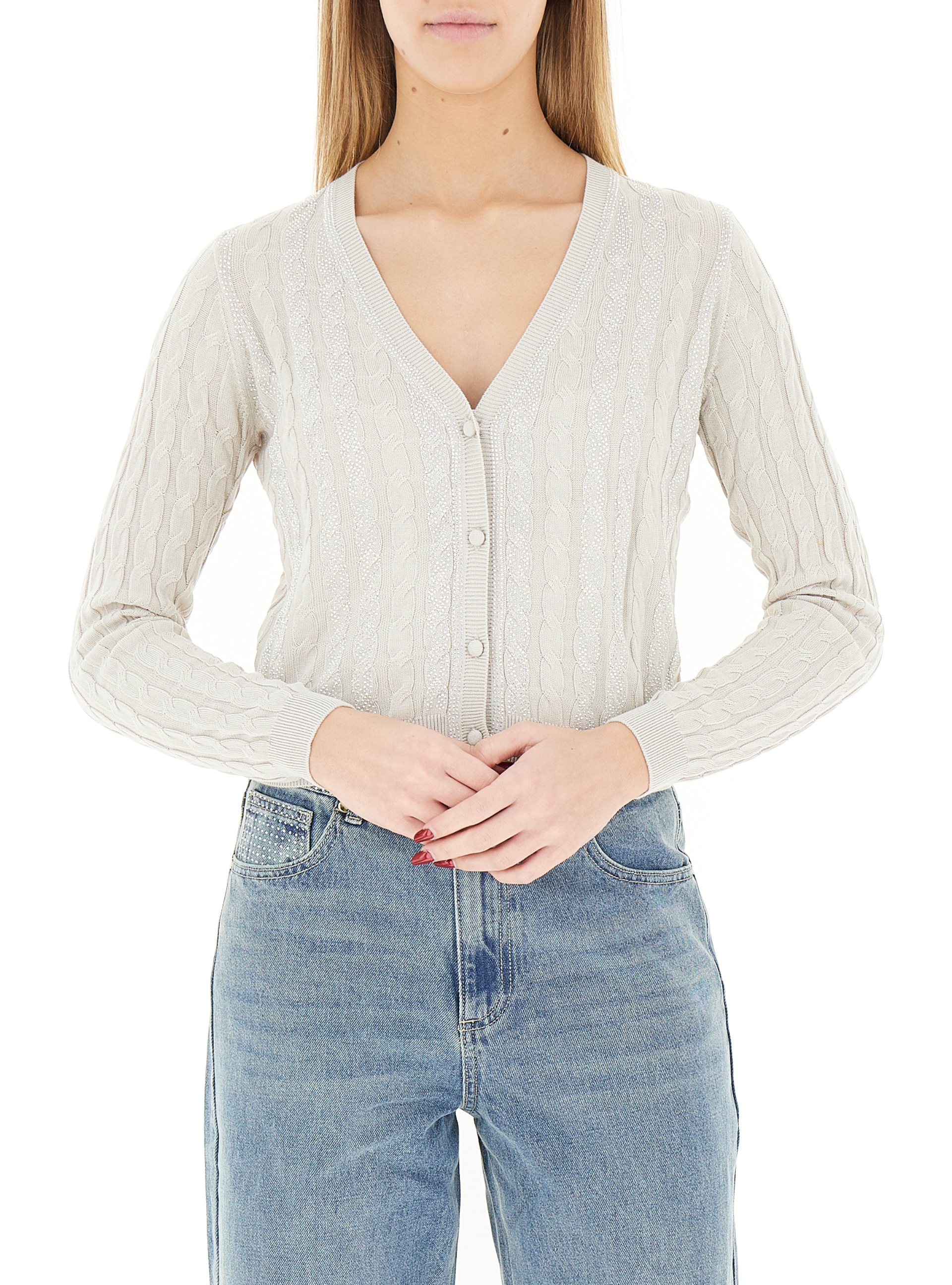 Cardigan con strass BEIGE
