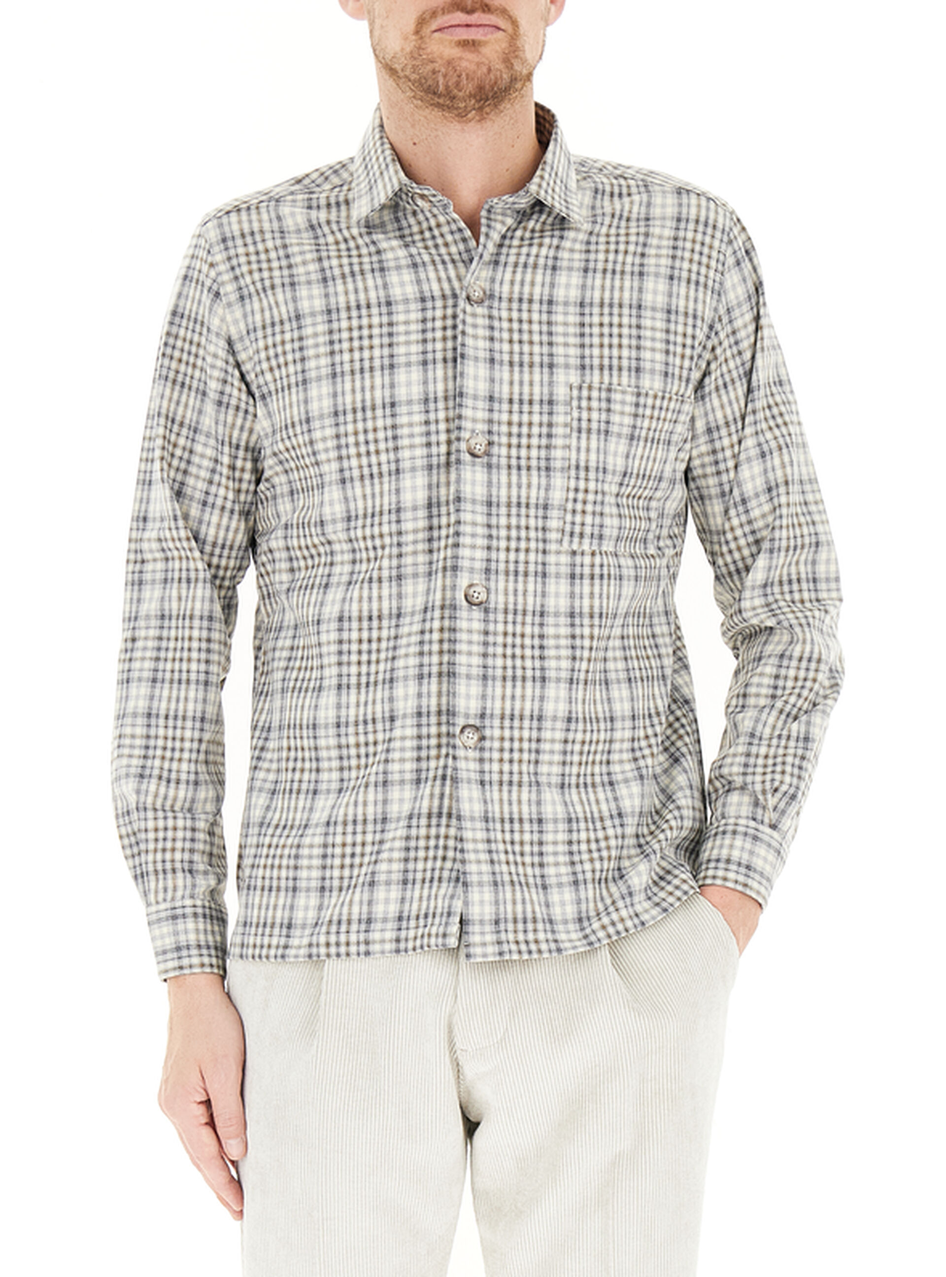 QB24 Camicia a quadri AVORIO M