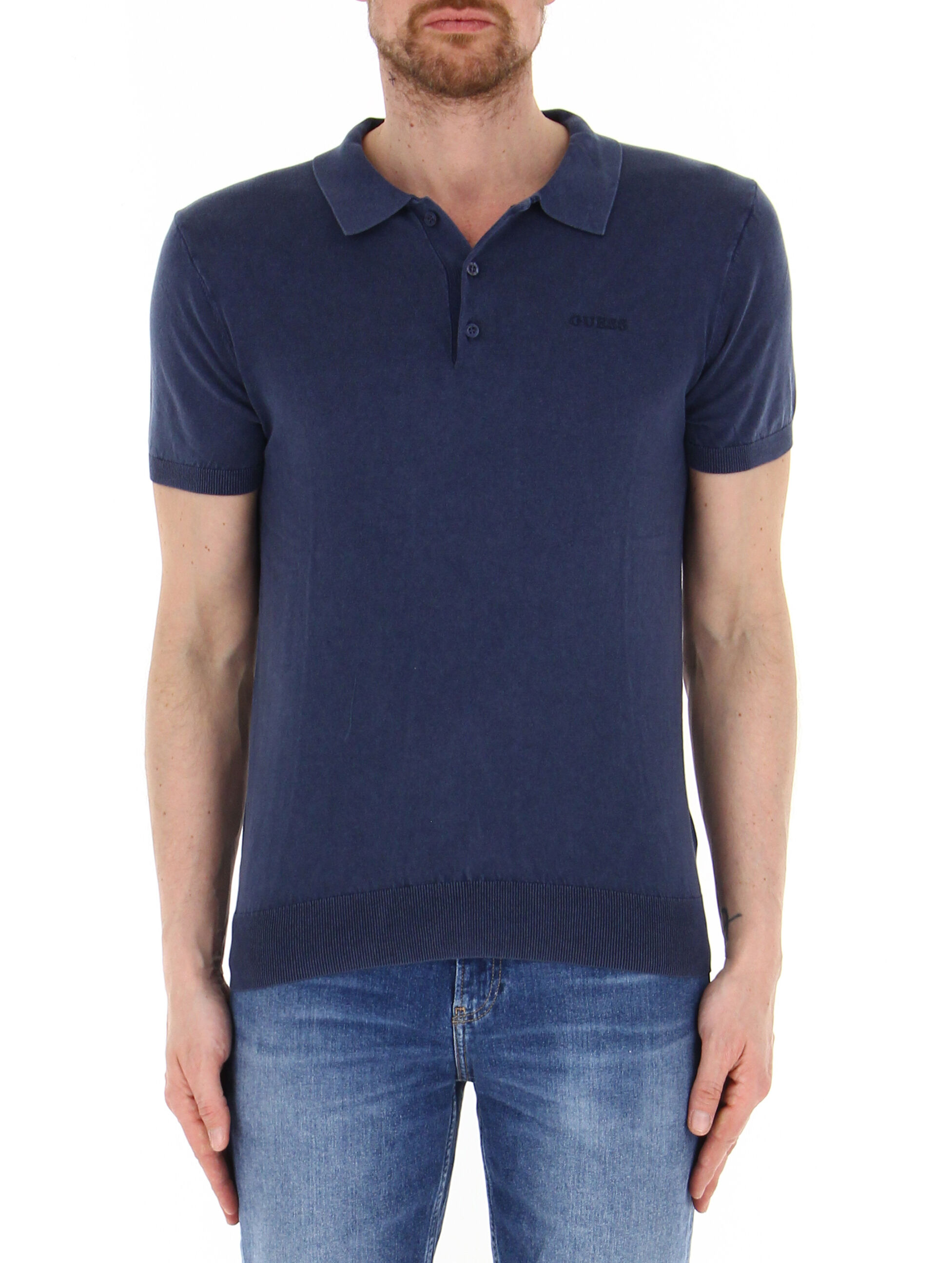 Guess Polo cotone-seta BLU